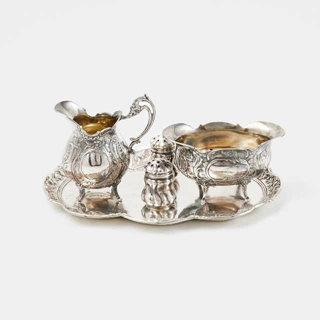 KAFFESET, 5 dlr, silver, bl.a. GEWE, Malmö, 1965.