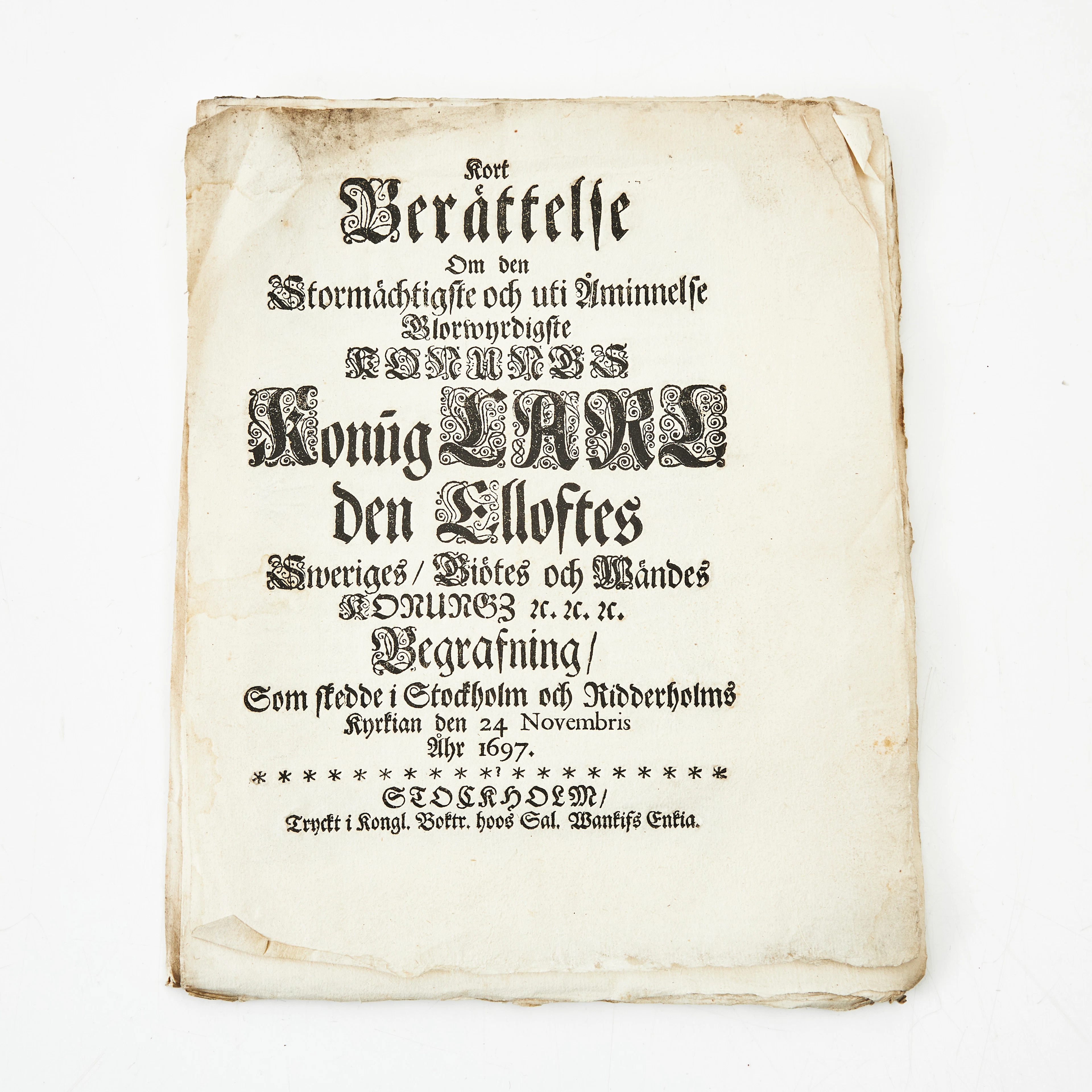 KARL XI:S BEGRAVNING, 1697.