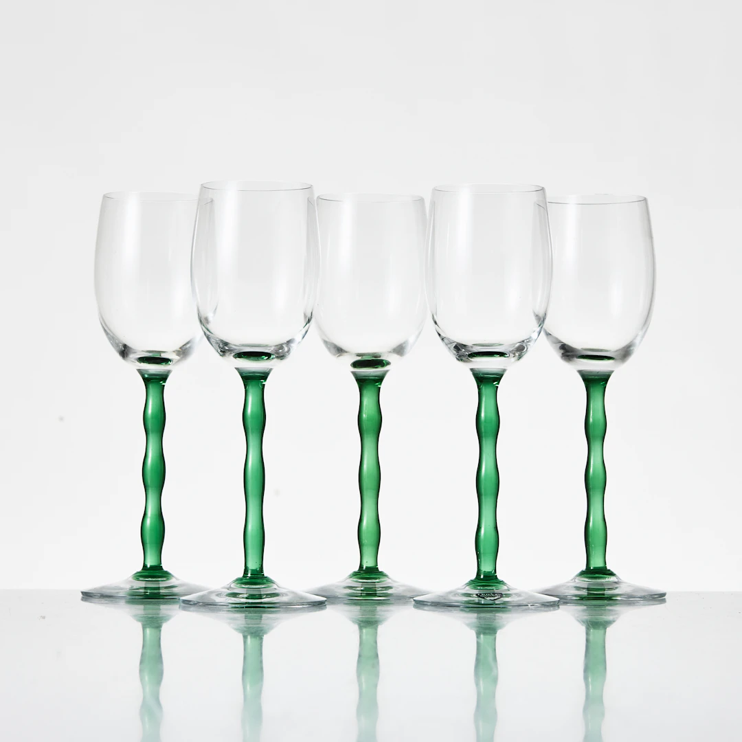 GUNNAR CYRÉN. Vitvinsglas "Nobel", 5 st, Orrefors.