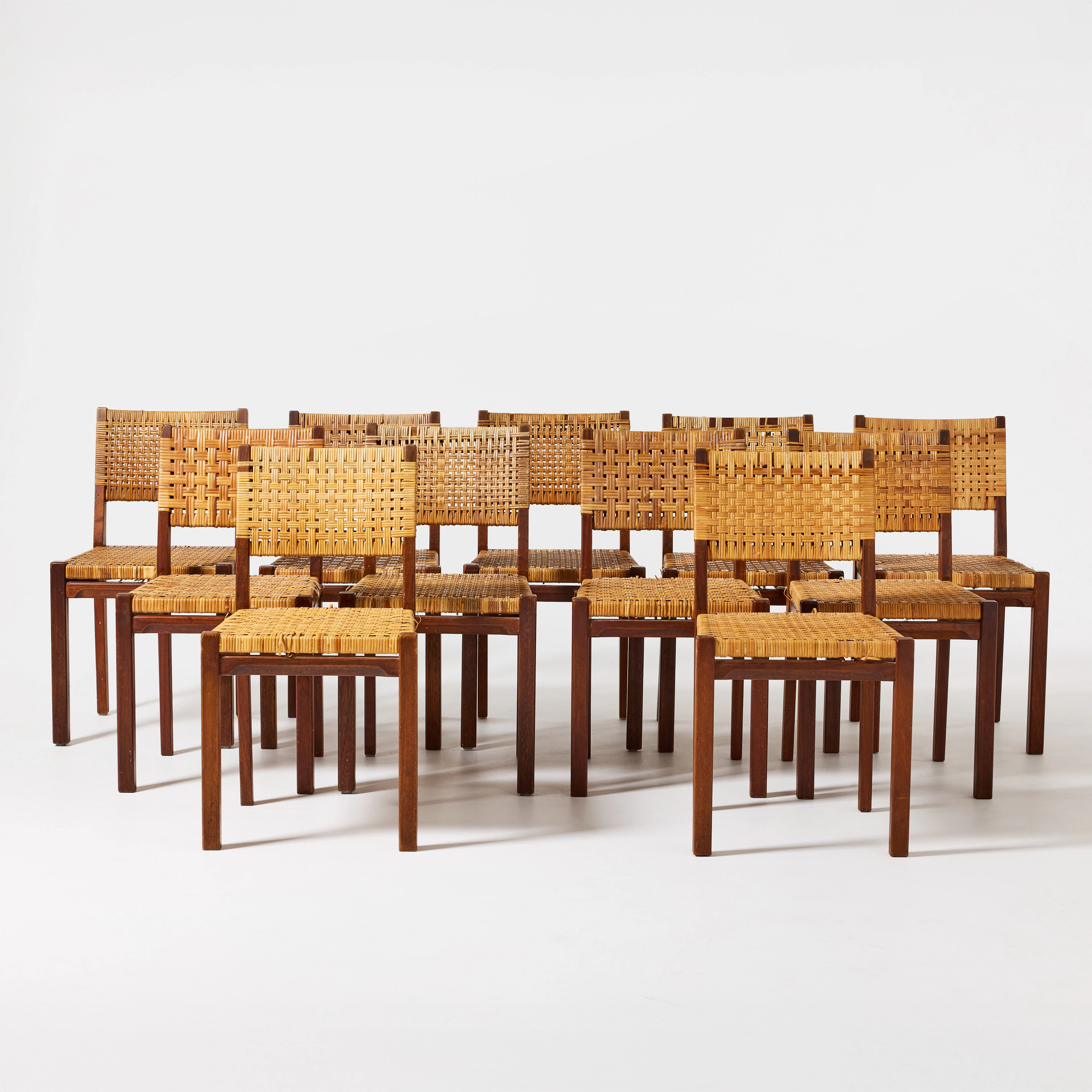 AINO AALTO. Stolar, 11 stycken, Artek, Finland, modell 615, teak med