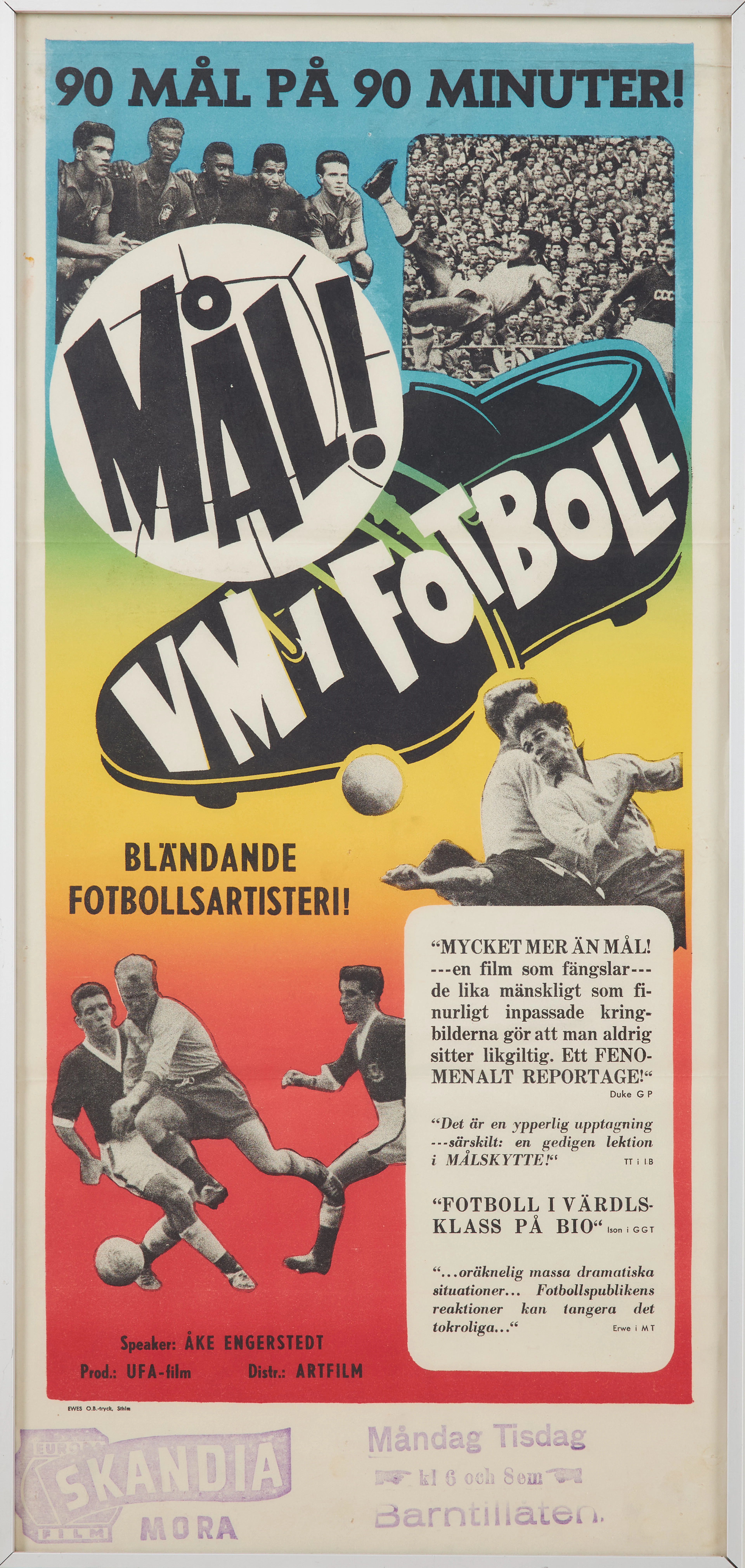 MÅL VM I FOTBOLL. Orginalaffisch, 1958, Åke Engerstedt, Sverige, med