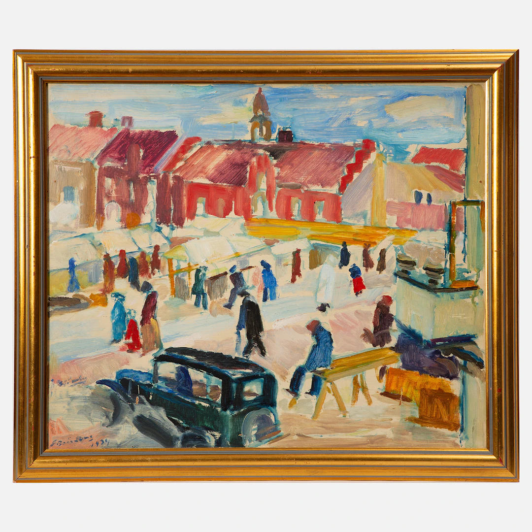 EVALD BJÖRNBERG. Marknad på stora torget i Skövde.