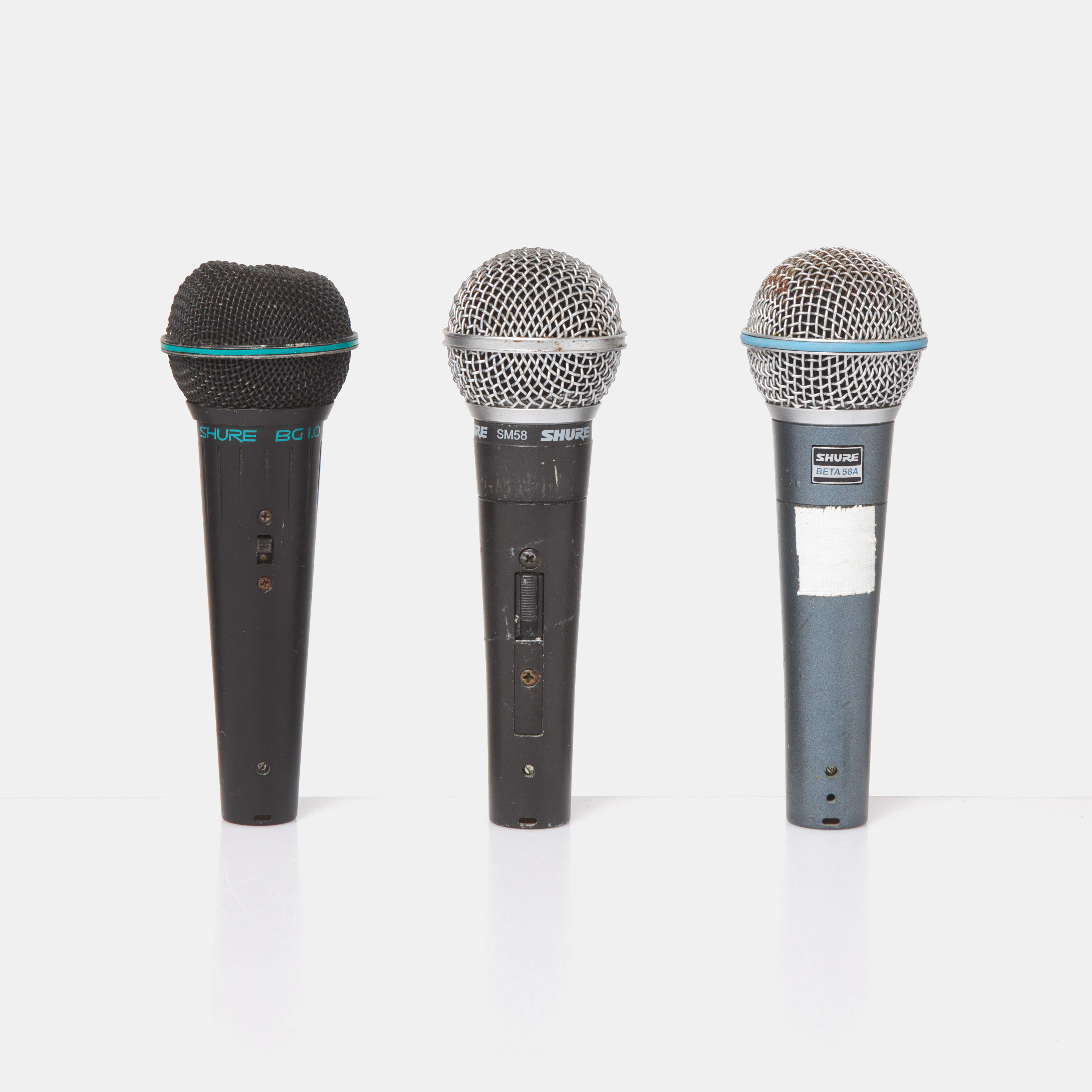 MIKROFONER, Shure, 3 st, SM58, BETA 58A, BG 1,0.