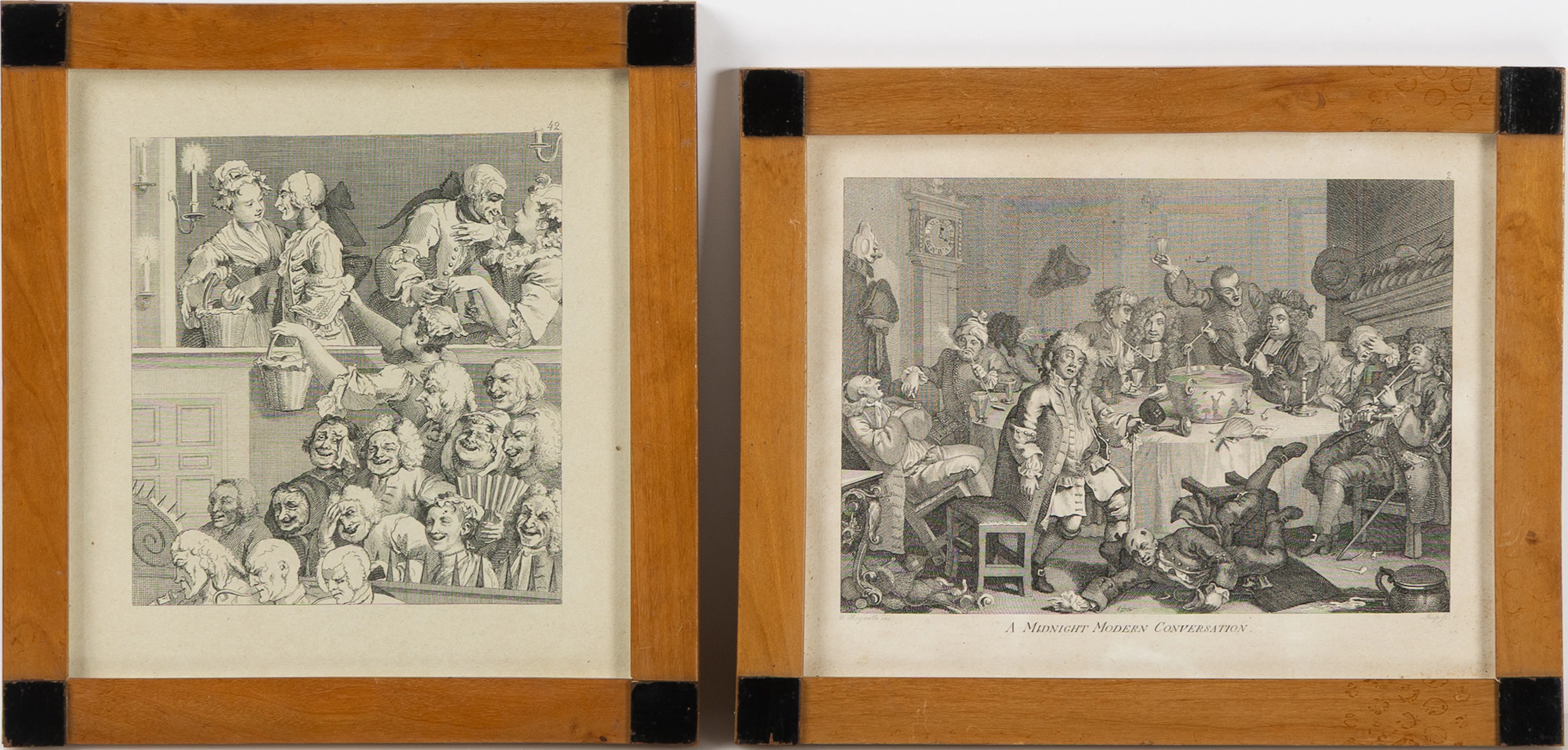 WILLIAM HOGARTH. EFTER. Gravyrer, 2 st, "The Laughing Audience" och