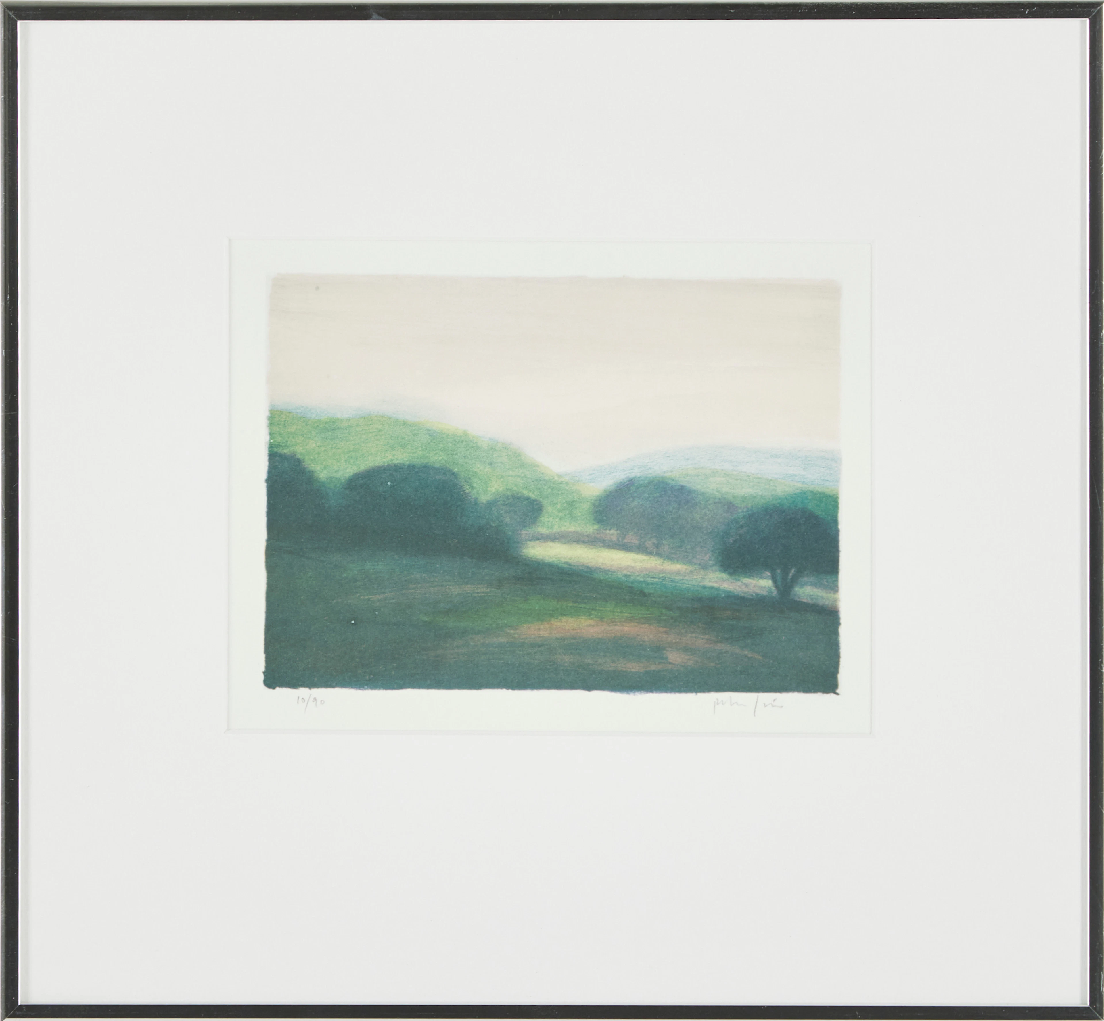 PETER FRIE. Landskap, signerad, numrerad 10/90, färglitografi.