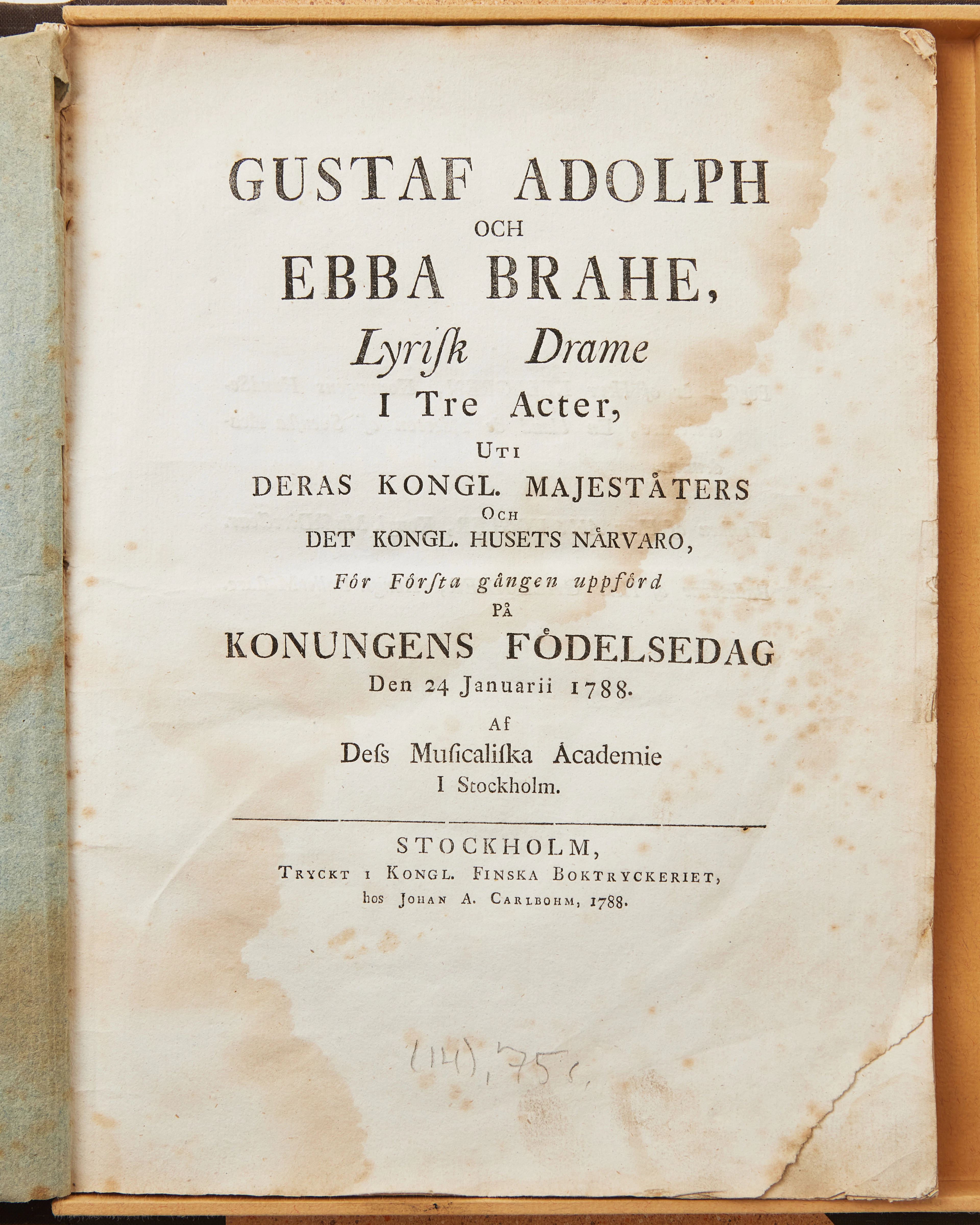 KELLGREN OCH GUSTAV III I SAMARBETE OM TEXTEN TILL OPERAN GUSTAF ADOLPH