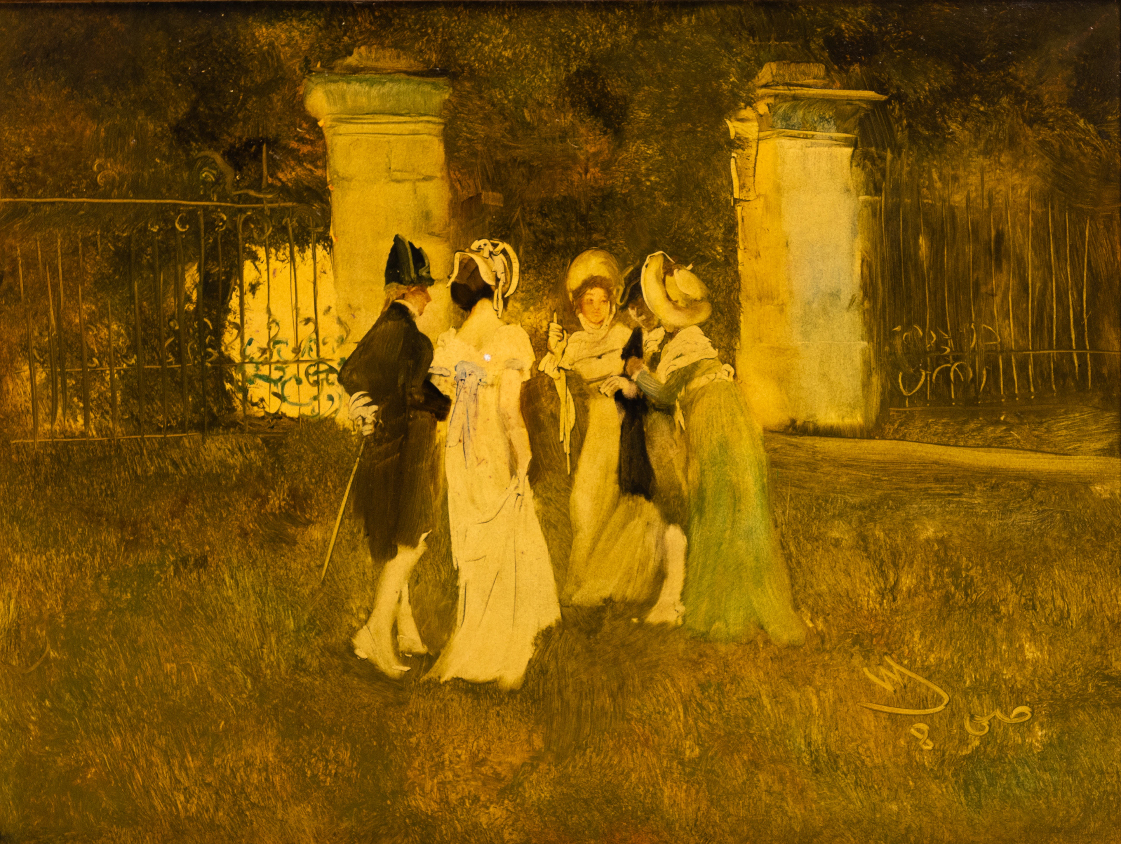 WILHELM SCHREUER (1866-1933). Höfische Gesellschaft im Park.