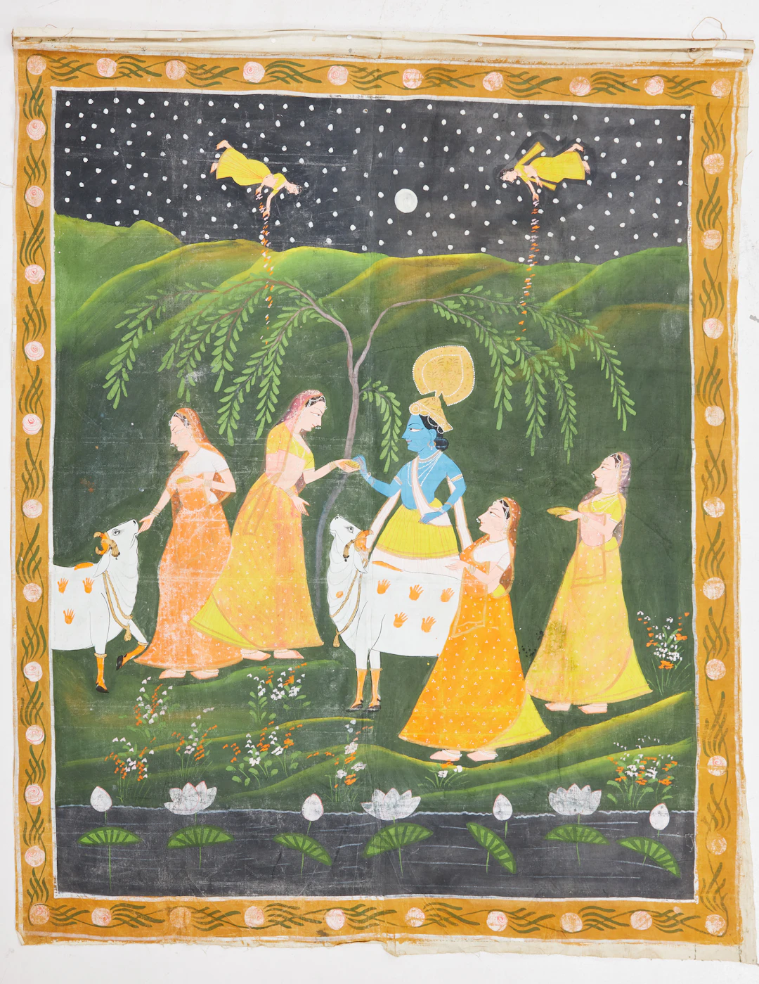 VÄGGBONAD. Indien, 1900 tal, gouache, figurkomposition.