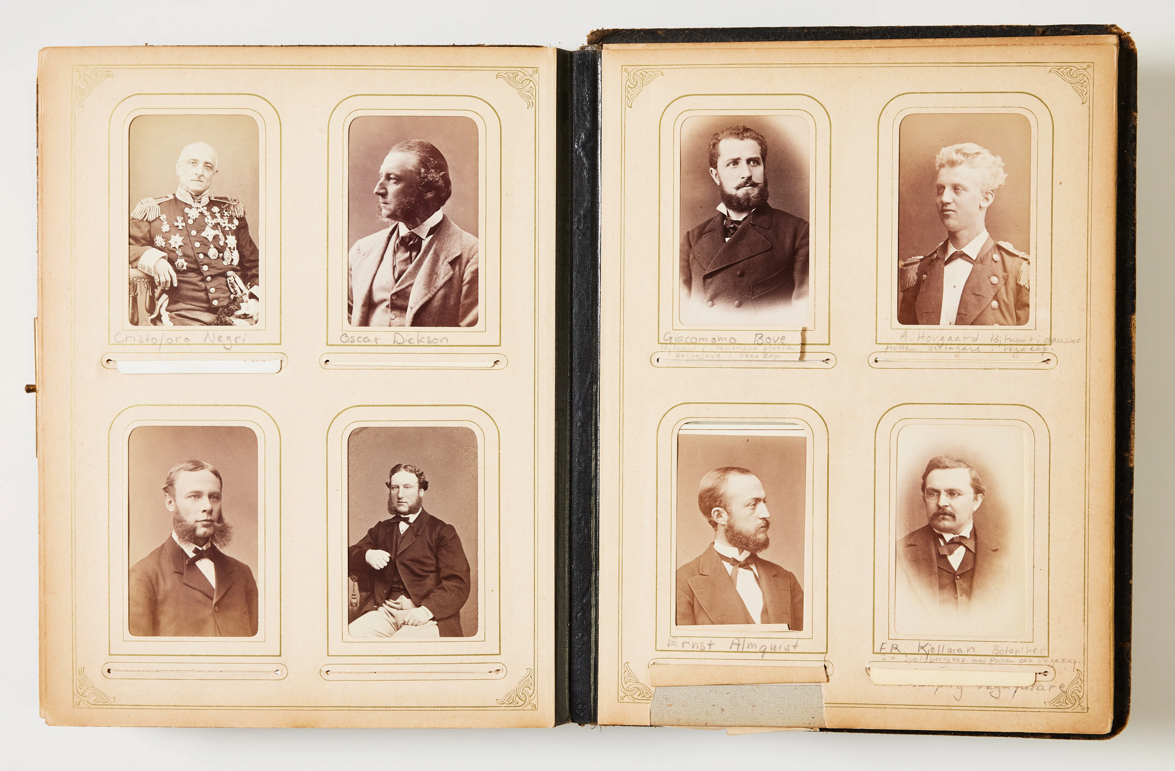 FOTOALBUM MED PALANDERS PORTRÄTT FRÅN SPETSBERGSEXPEDITIONEN 1868