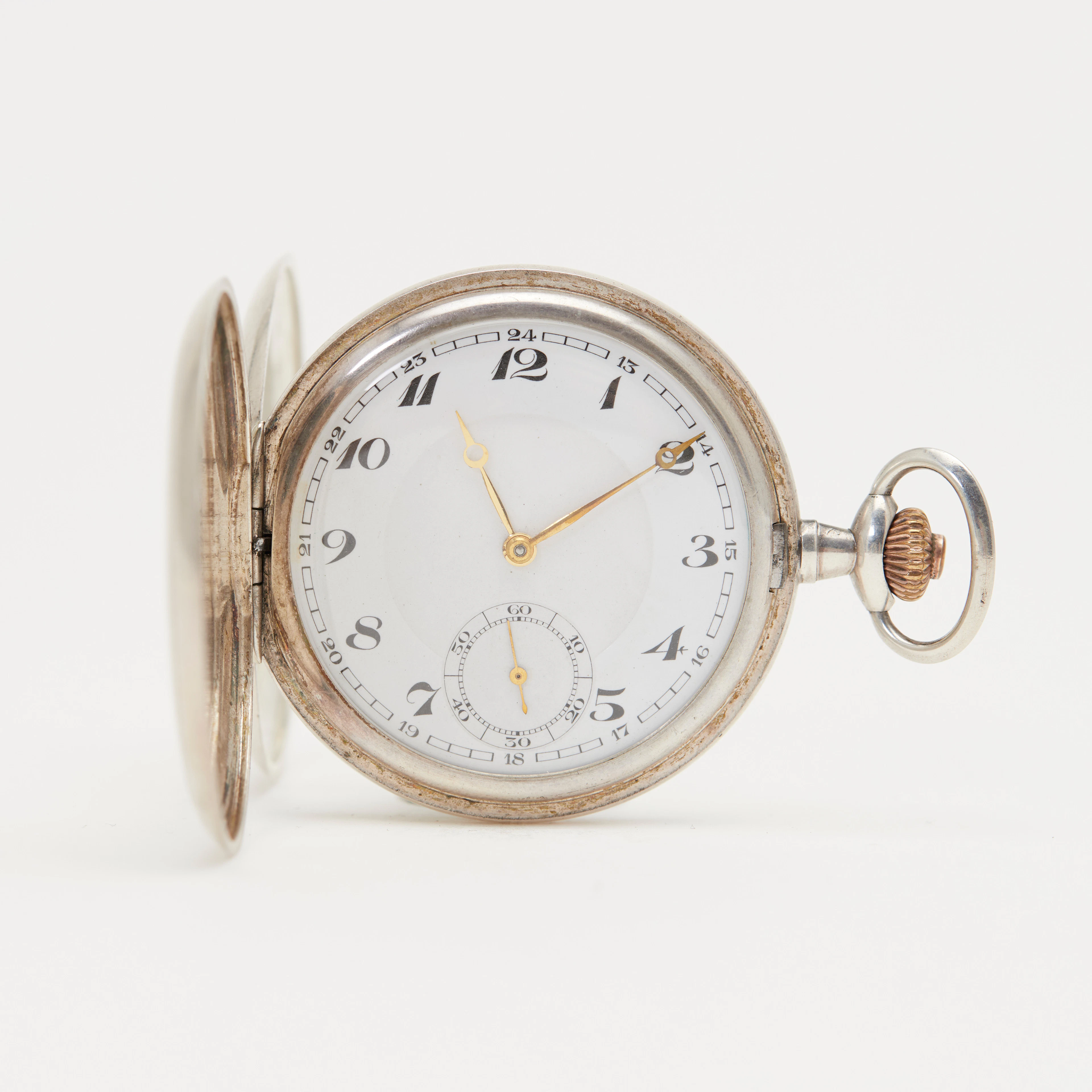 JUNGHANS. Savonnette-Taschenuhr, 800er Silber, Handaufzug, um 1930