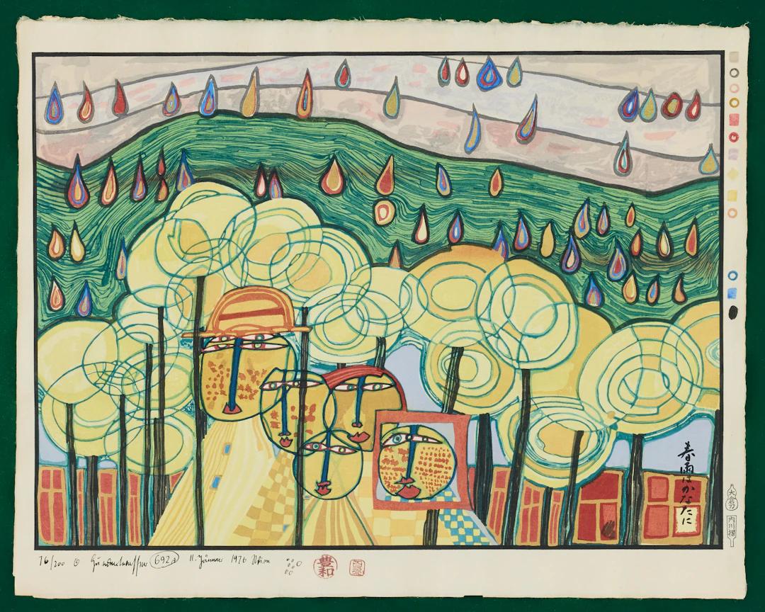 FRIEDENSREICH HUNDERTWASSER. "The rain falls far from us".