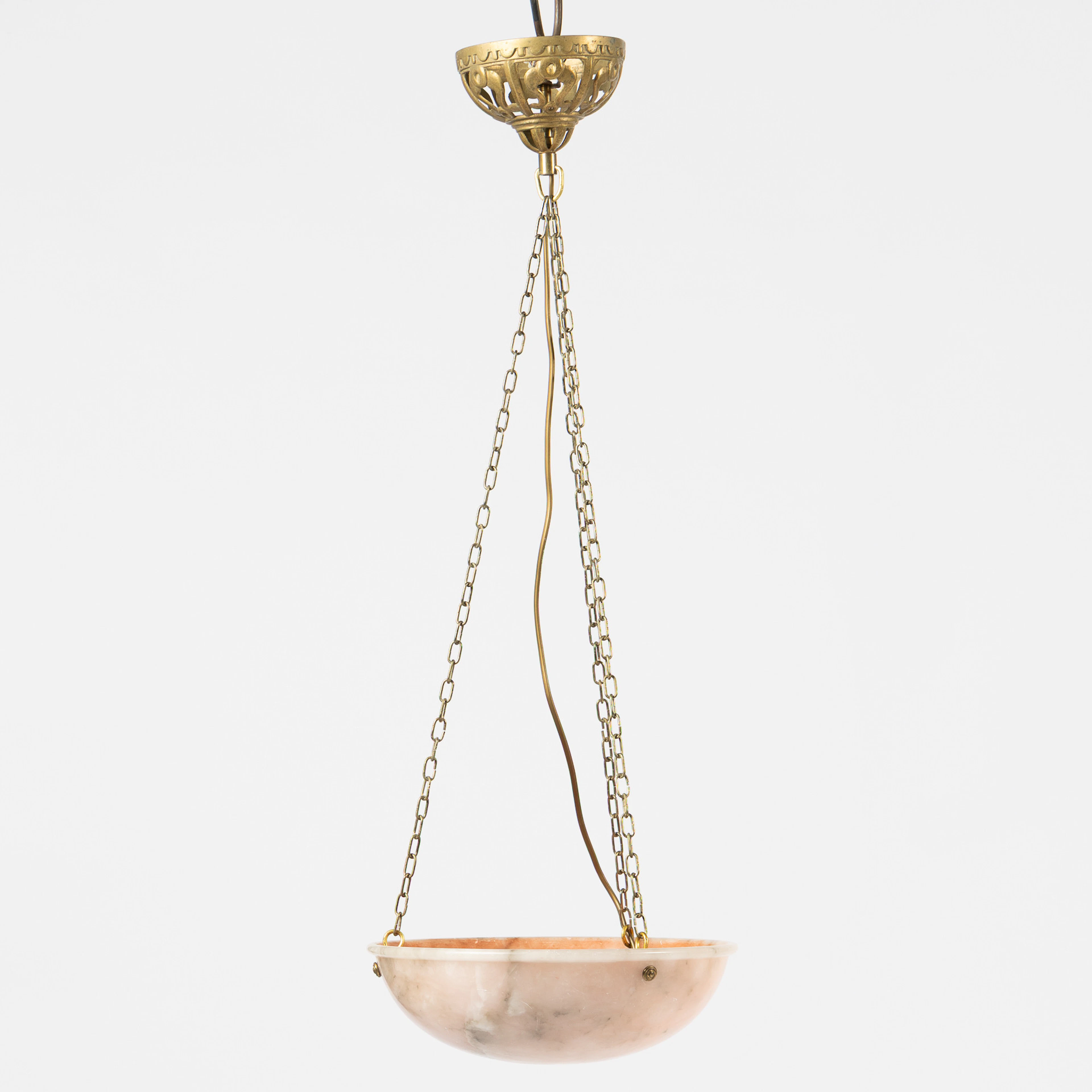 TAKLAMPA, alabaster, mässing, 1900-talets första halva.