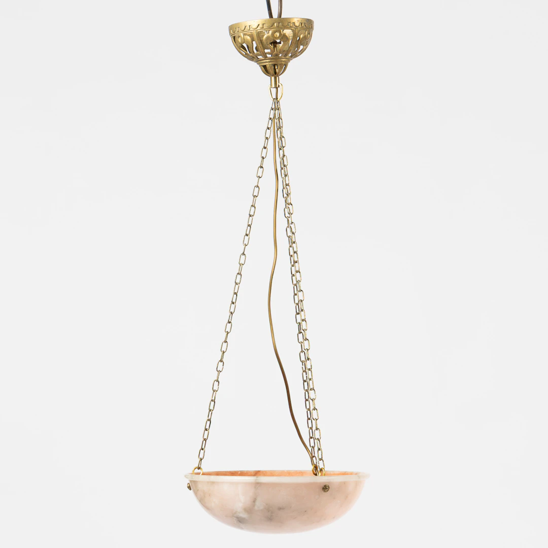 TAKLAMPA, alabaster, mässing, 1900-talets första halva.