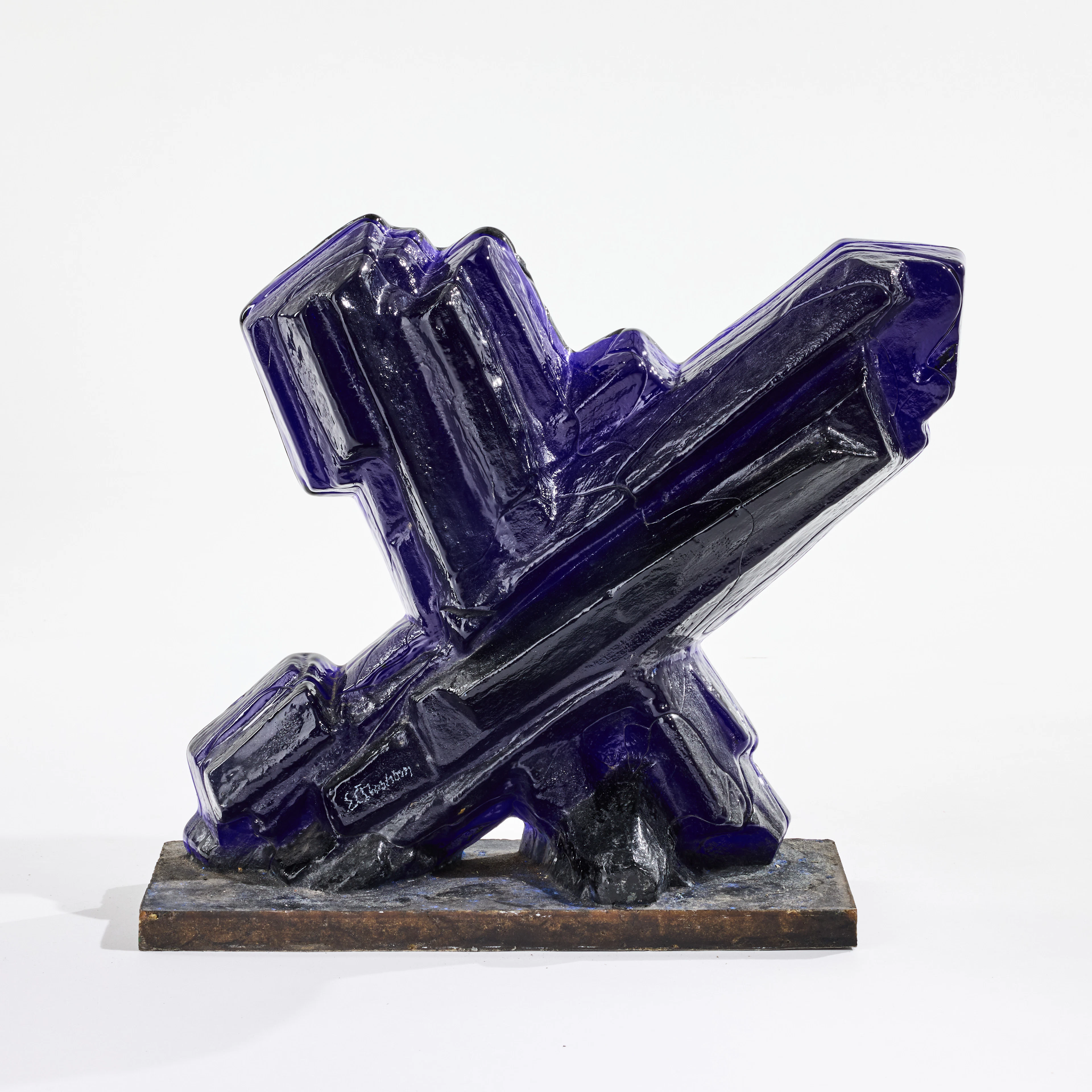 EDVIN ÖHRSTRÖM. Glasskulptur, Lindshammars glasbruk, gjuten glasmassa