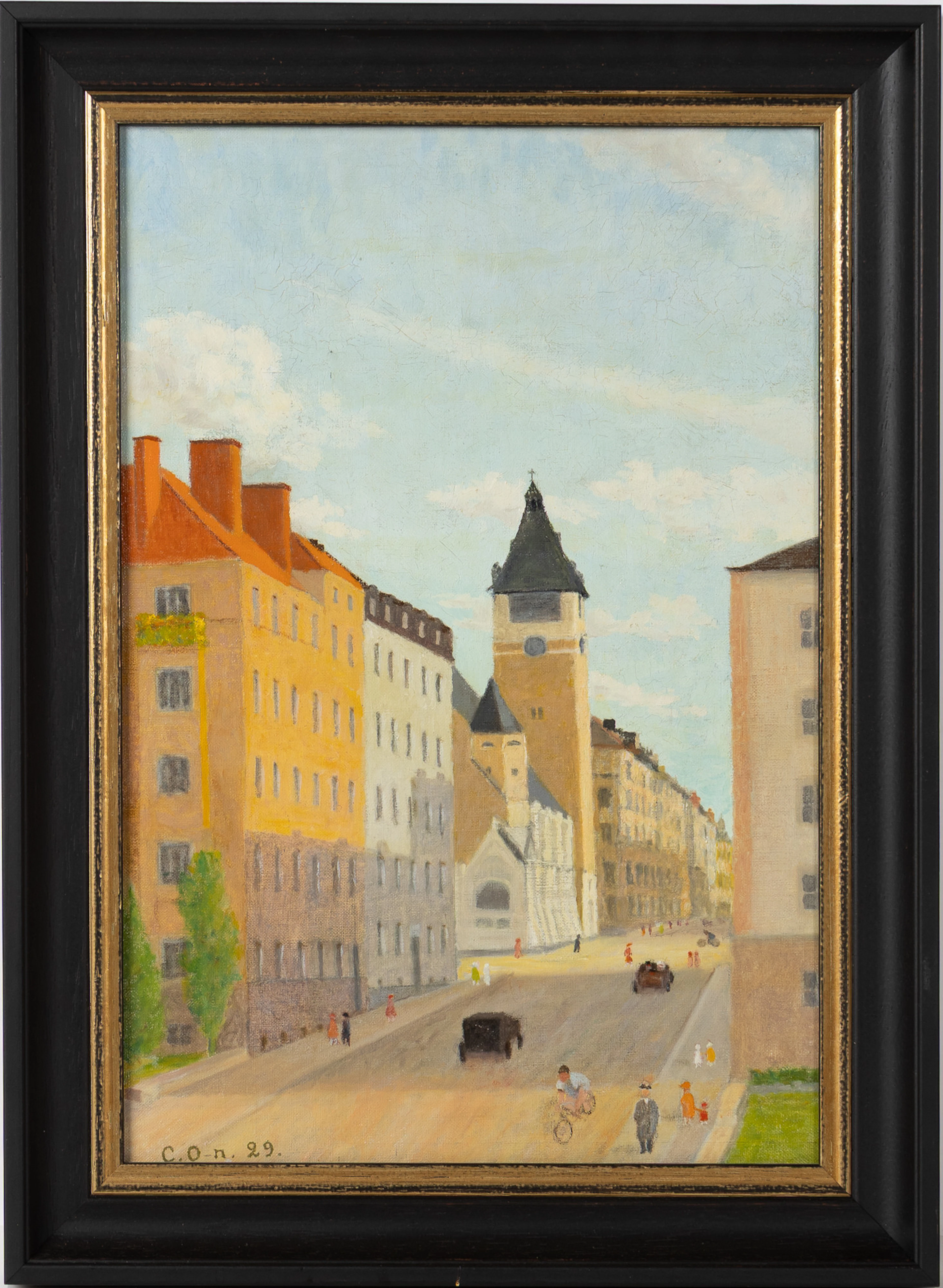 OIDENTIFIERAD KONSTNÄR. "Matteuskyrkan", Stockholm, olja på duk.