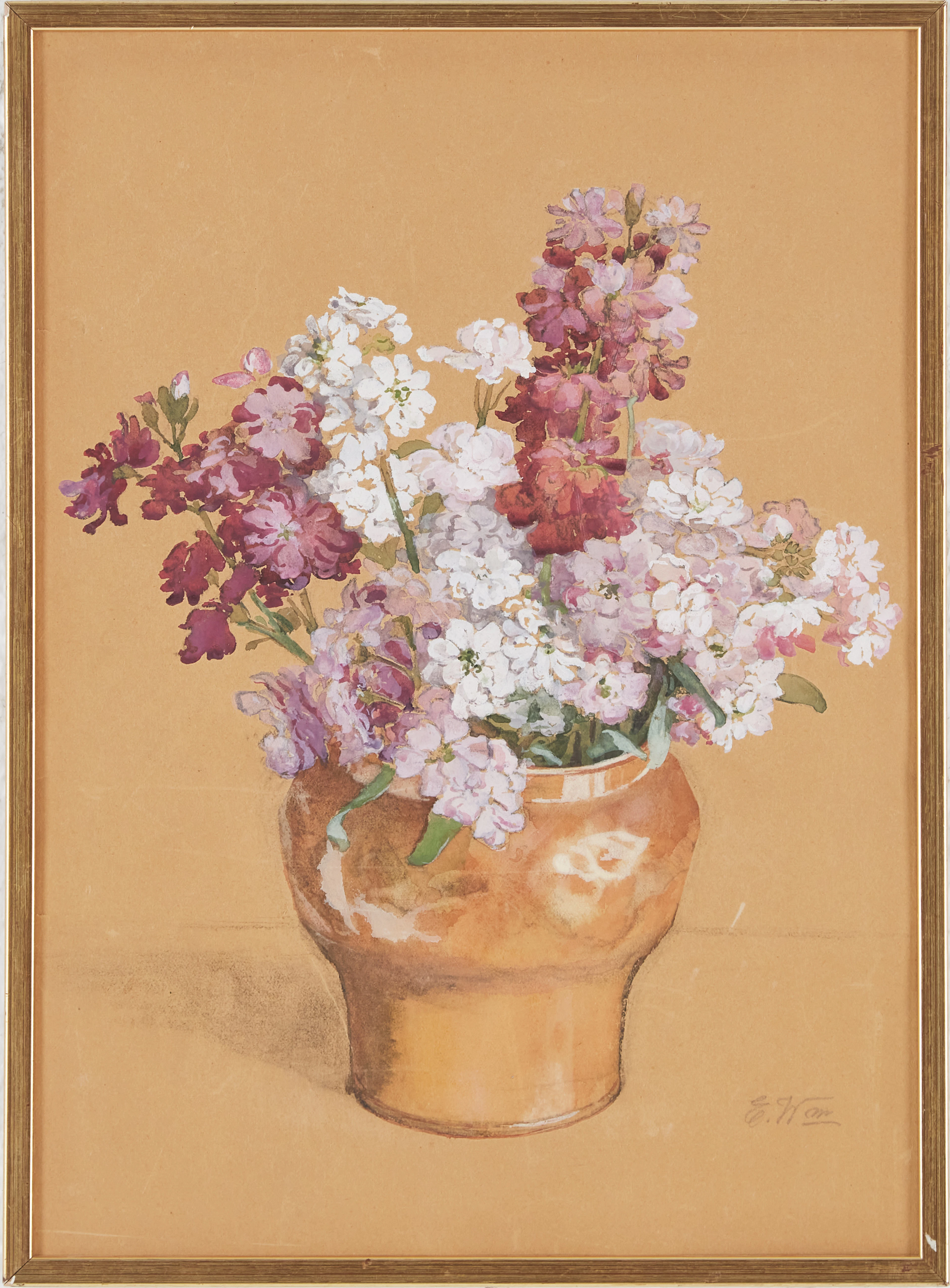 ELLA WALDENSTRÖM (1863-1955). Blåsippor, akvarell, signerad.