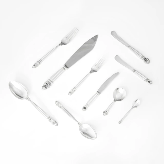JOHAN ROHDE. Bestickuppsättning, 49 delar, sterlingsilver, Georg Jensen