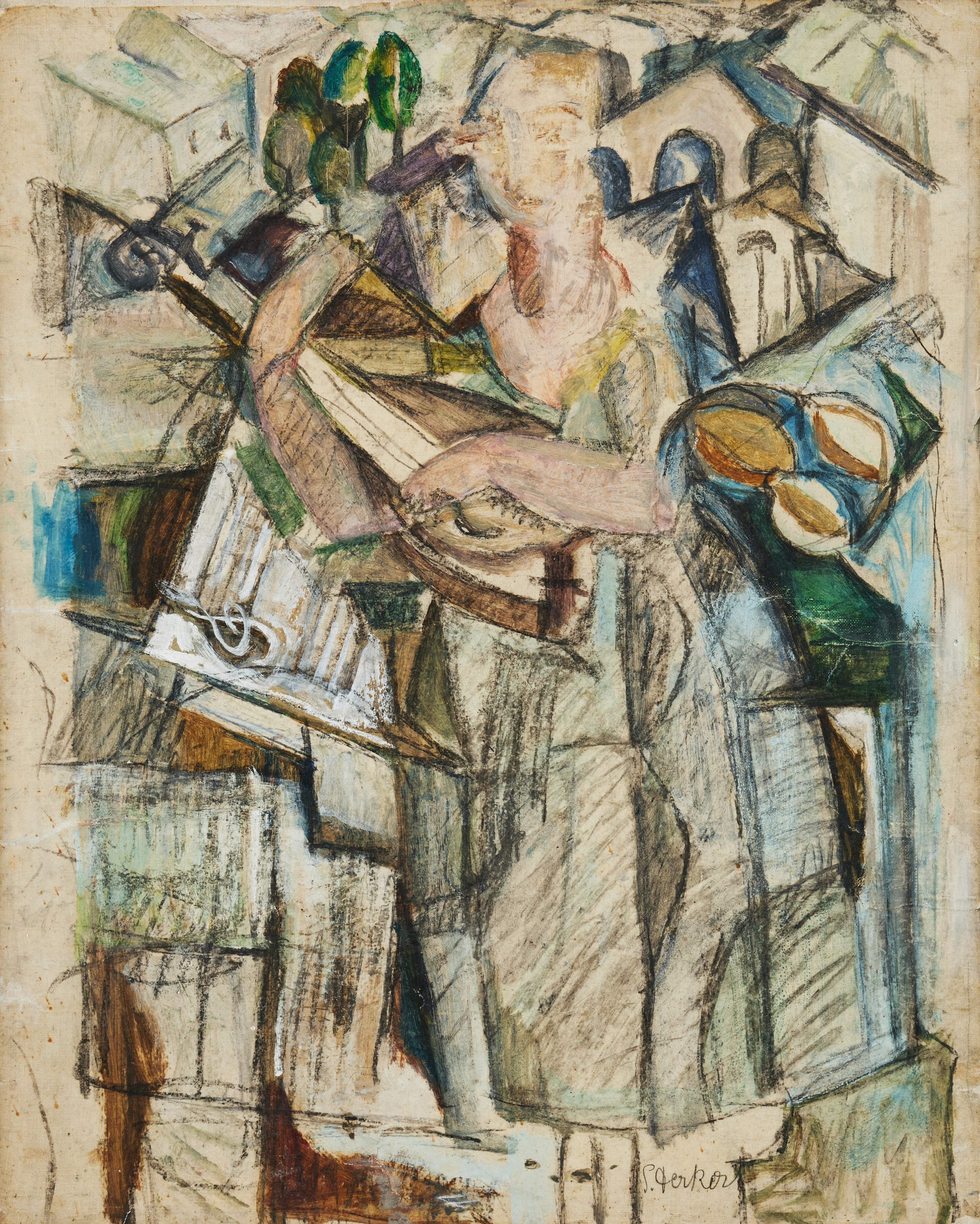 SIRI DERKERT (1888-1973). "Flicka med mandolin".