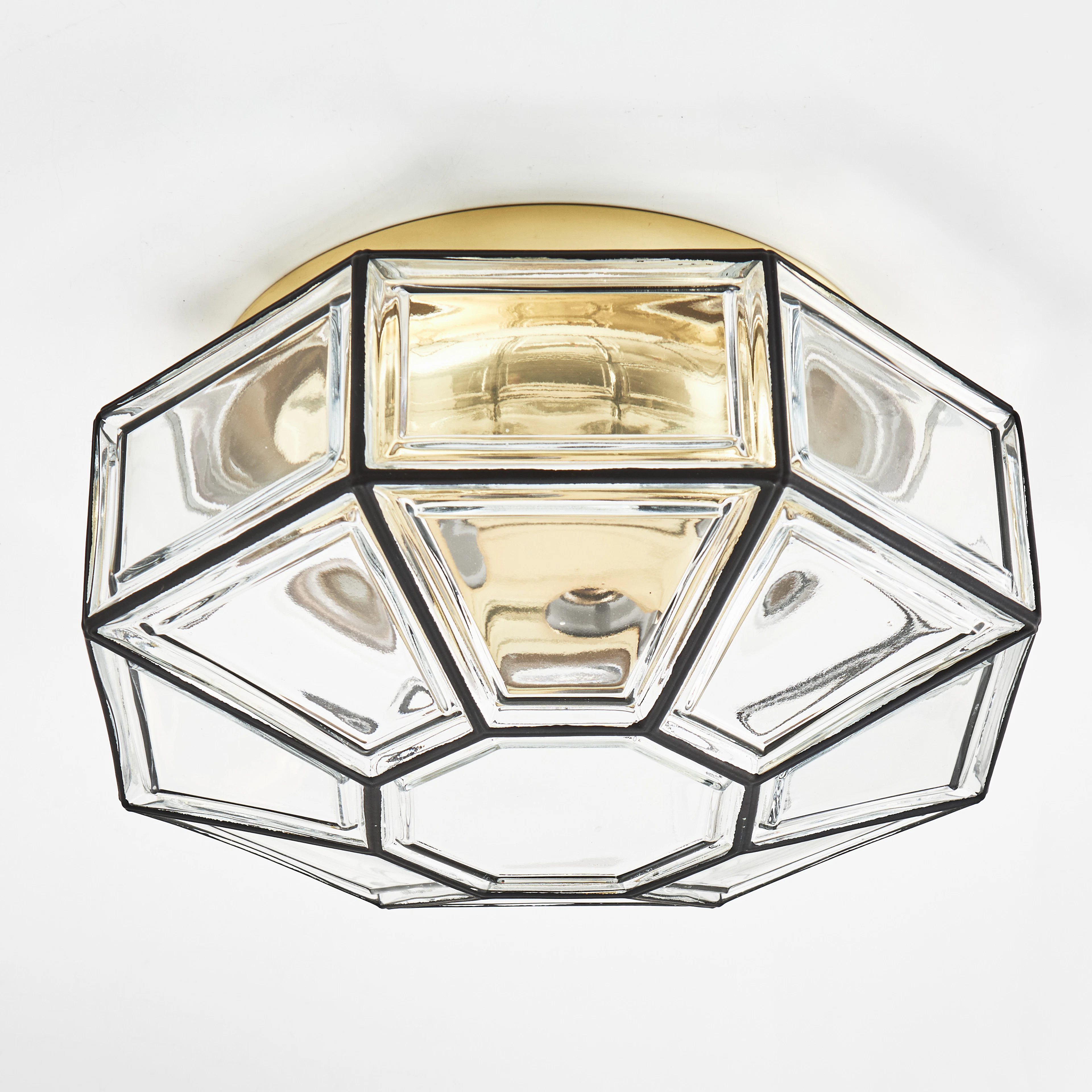 TAKLAMPA, Hollywood Regency, 1970/80-tal, glas, mässing, Glashütte Limburg.