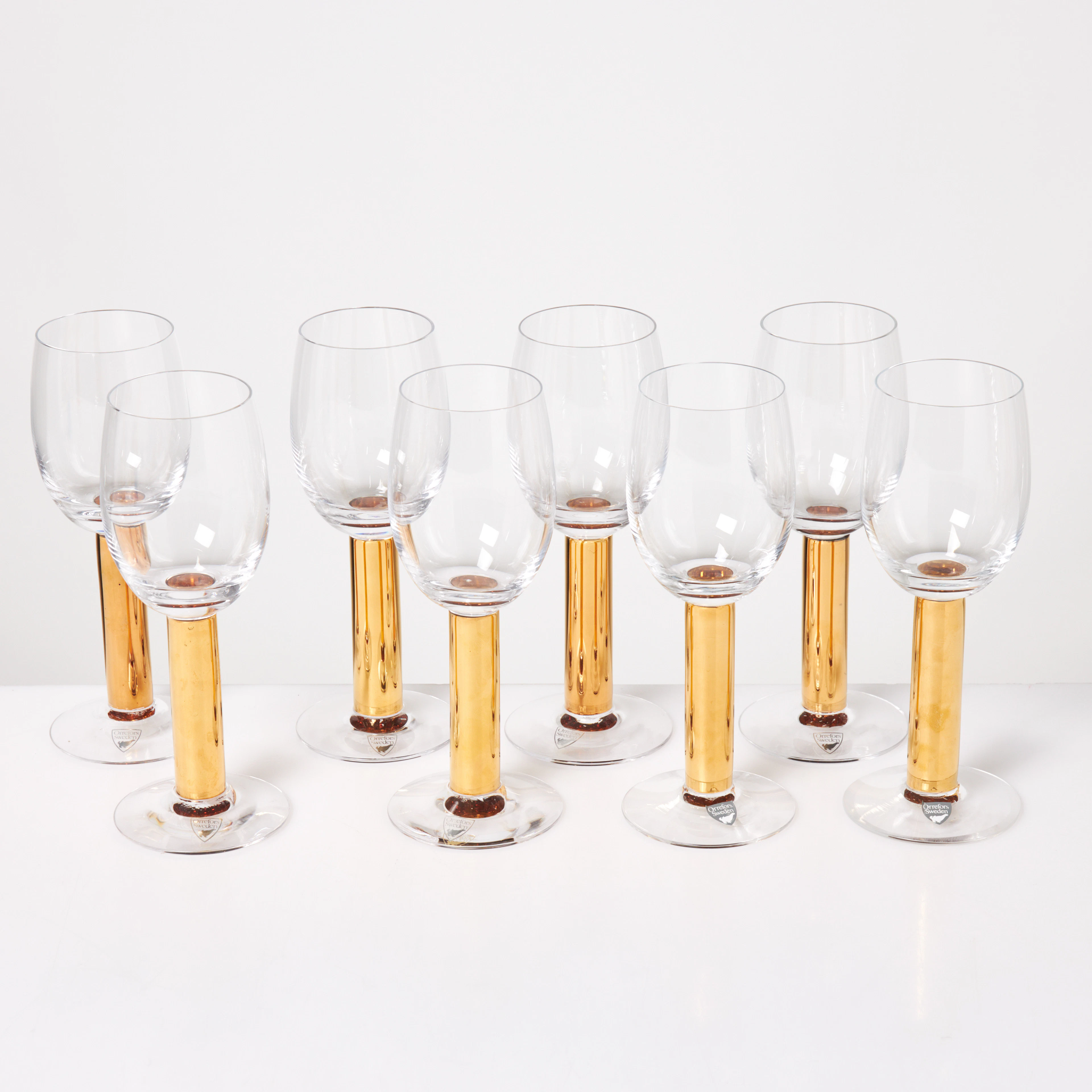 GUNNAR CYRÉN. "Nobel", vitvinsglas, 8 st, Orrefors.