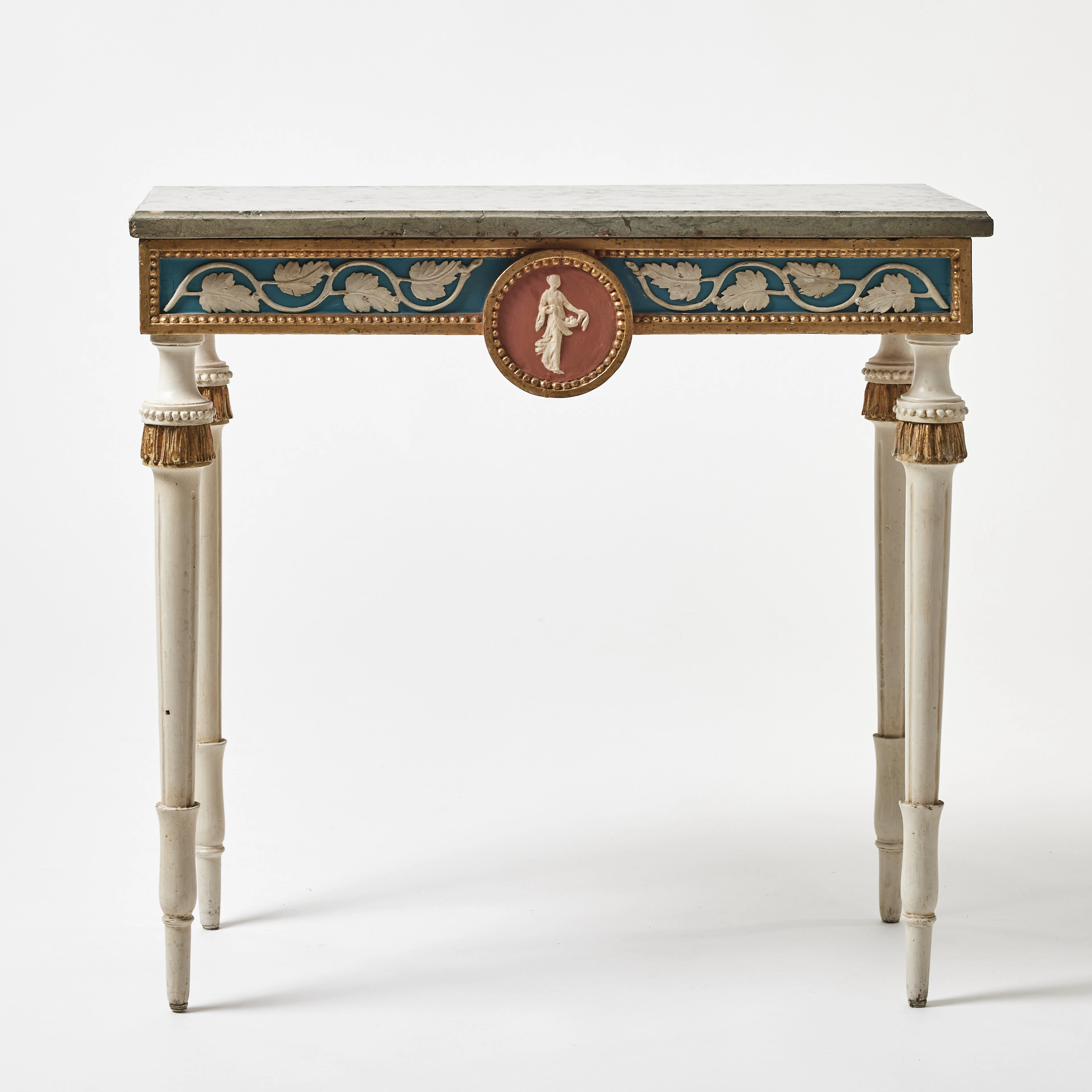 KONSOLBORD, Pehr Ljungs art, 1700-tal, gustavianskt, skuren dekor, stenskiva.