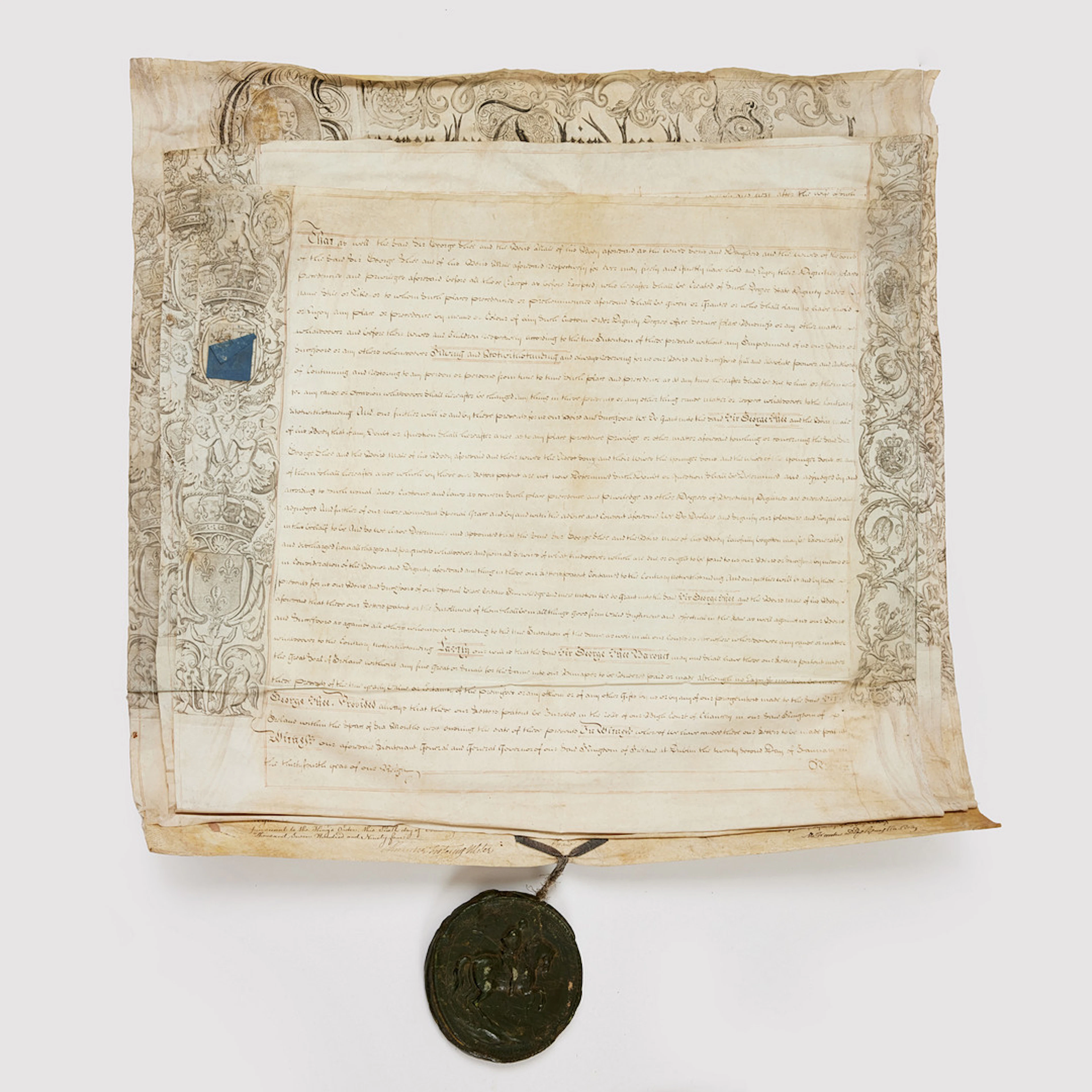 GEORGE III. LETTERS PATENT FOR GEORGE SHEE AS BARONET OF IRELAND 1794.