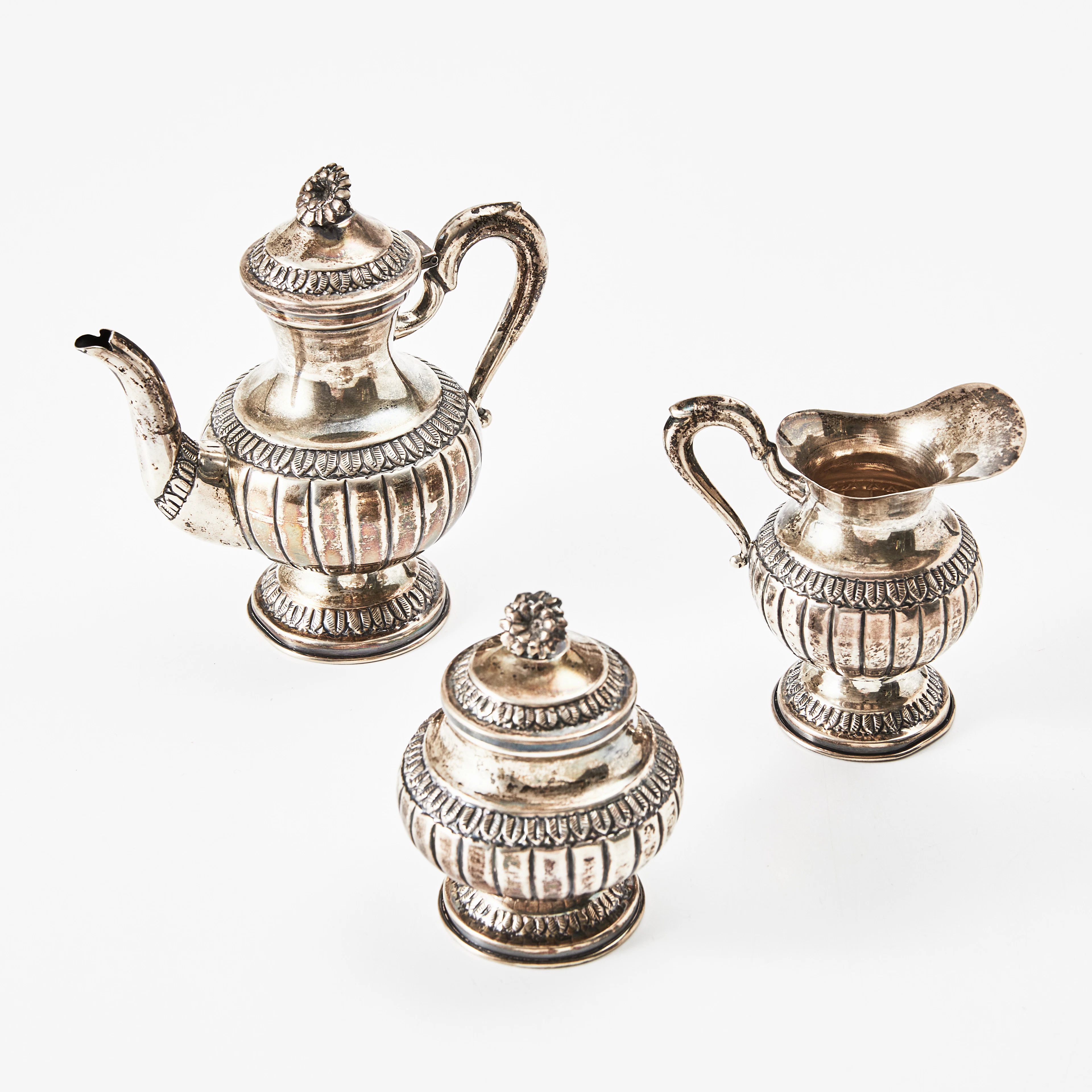 MOCKAKANNA, SOCKERSKÅL & GRÄDDKANNA, silver 800, Eugenio, Stancampiano