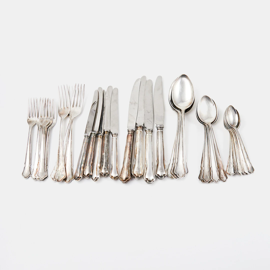 BESTICKSERVISDELAR, silver, 33 dlr, modell "Chippendale", GAB, 1990-tal.