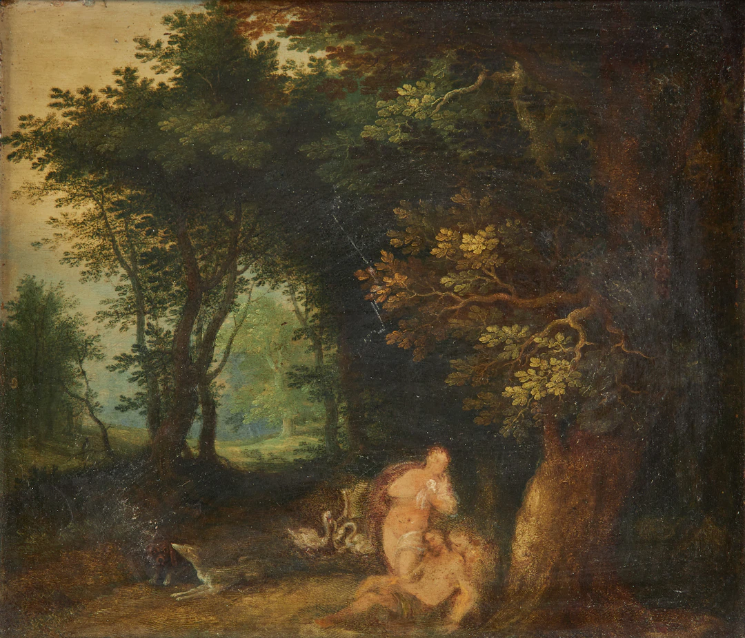 JAN BRUEGHEL D Ä (1568-1625). HANS EFTERFÖLJARE. Venus sörjer Adonis