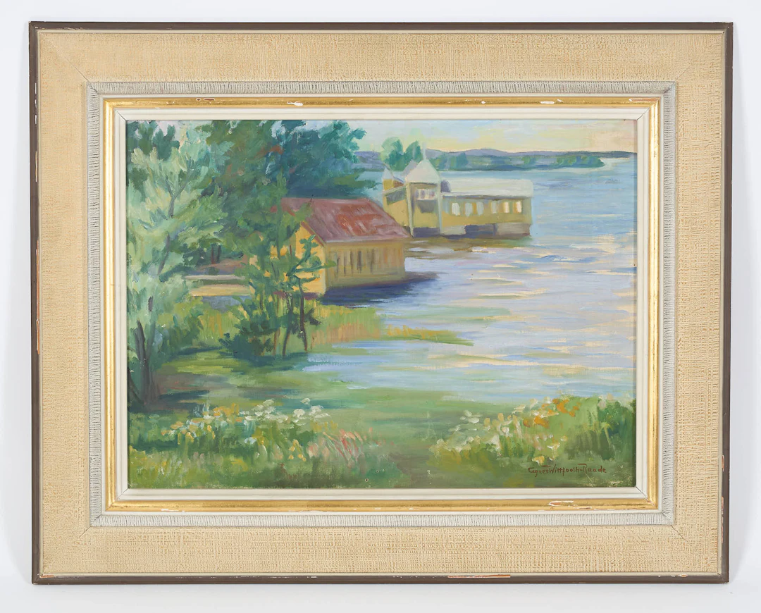 AGNES WITHFOOT-RAADE (1872-1966). Sommarlandskap, signerad, olja på duk.