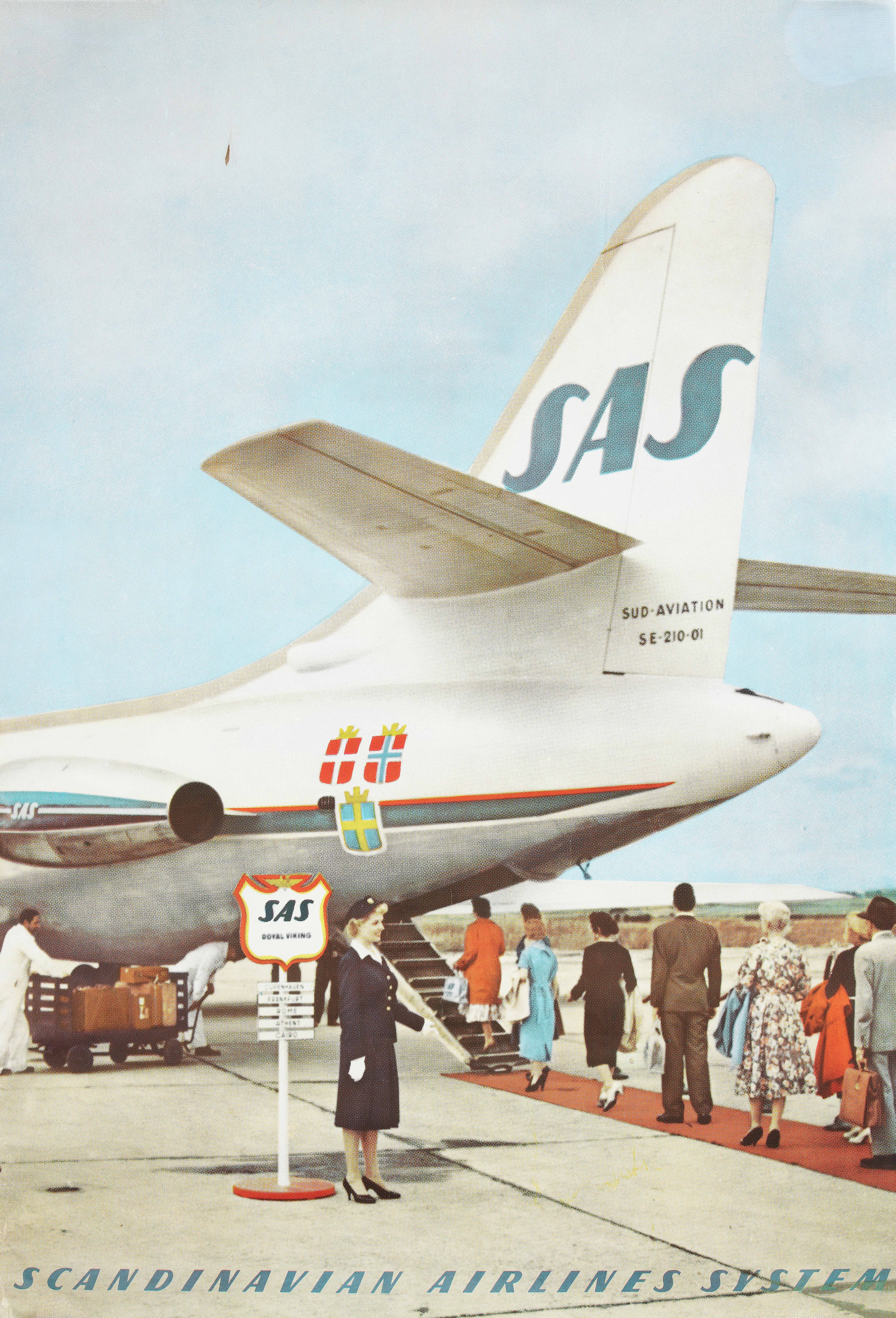 AFFISCH, Scandinavien Airline Systems, "SAS Sud Aviation SE 210 Caravelle"