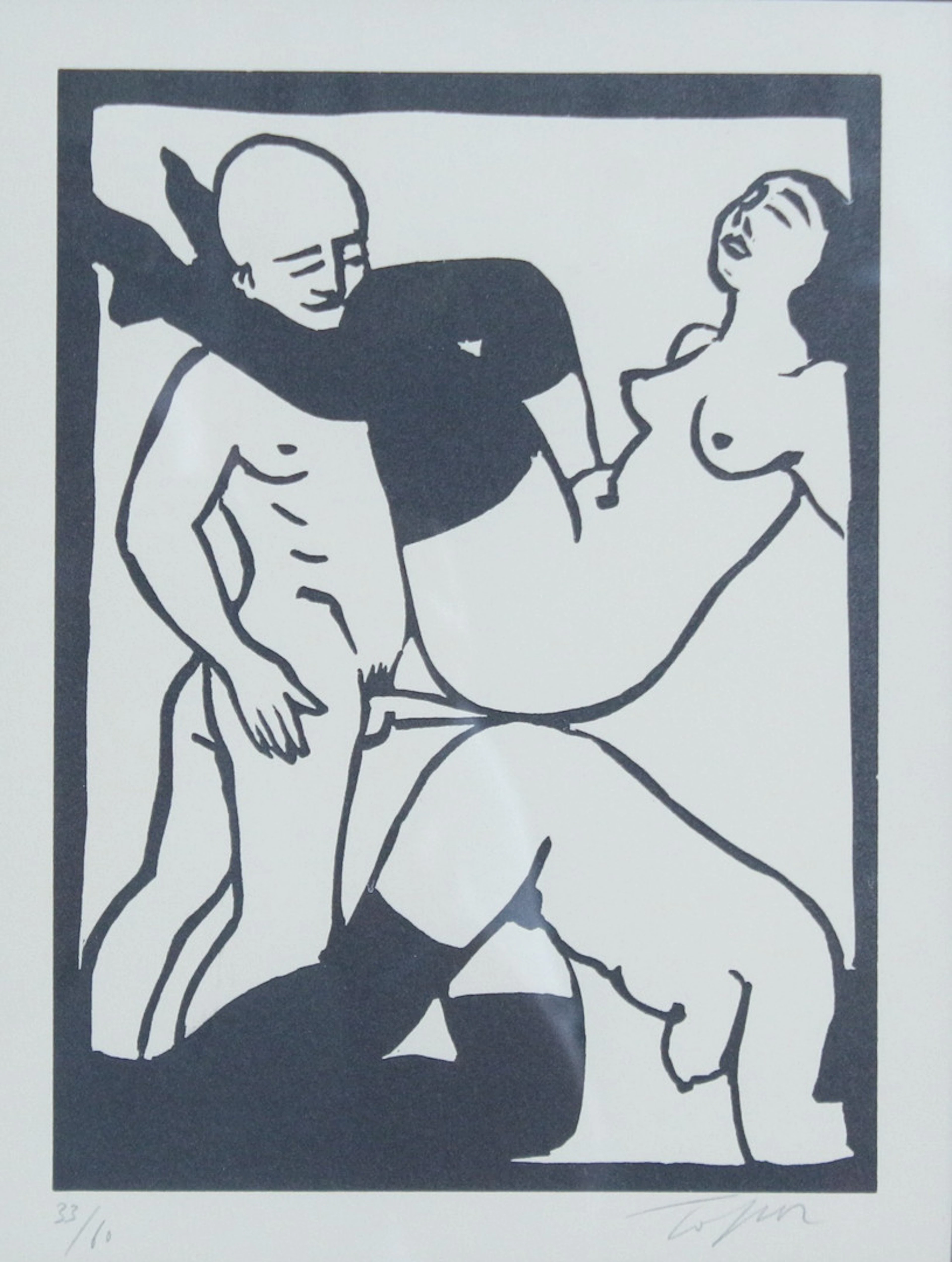 ROLAND TOPOR (1938-1997). Linolschnitt, '' J'ai tout en double 1 ''