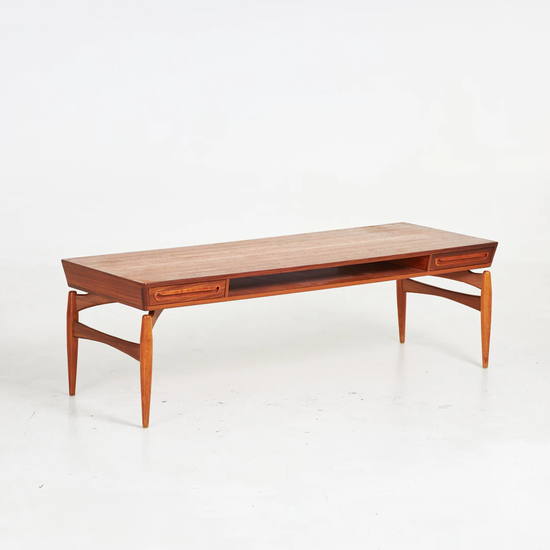 JOHANNES ANDERSEN. Soffbord, Trensum, Danmark, teak, 1960-tal, två