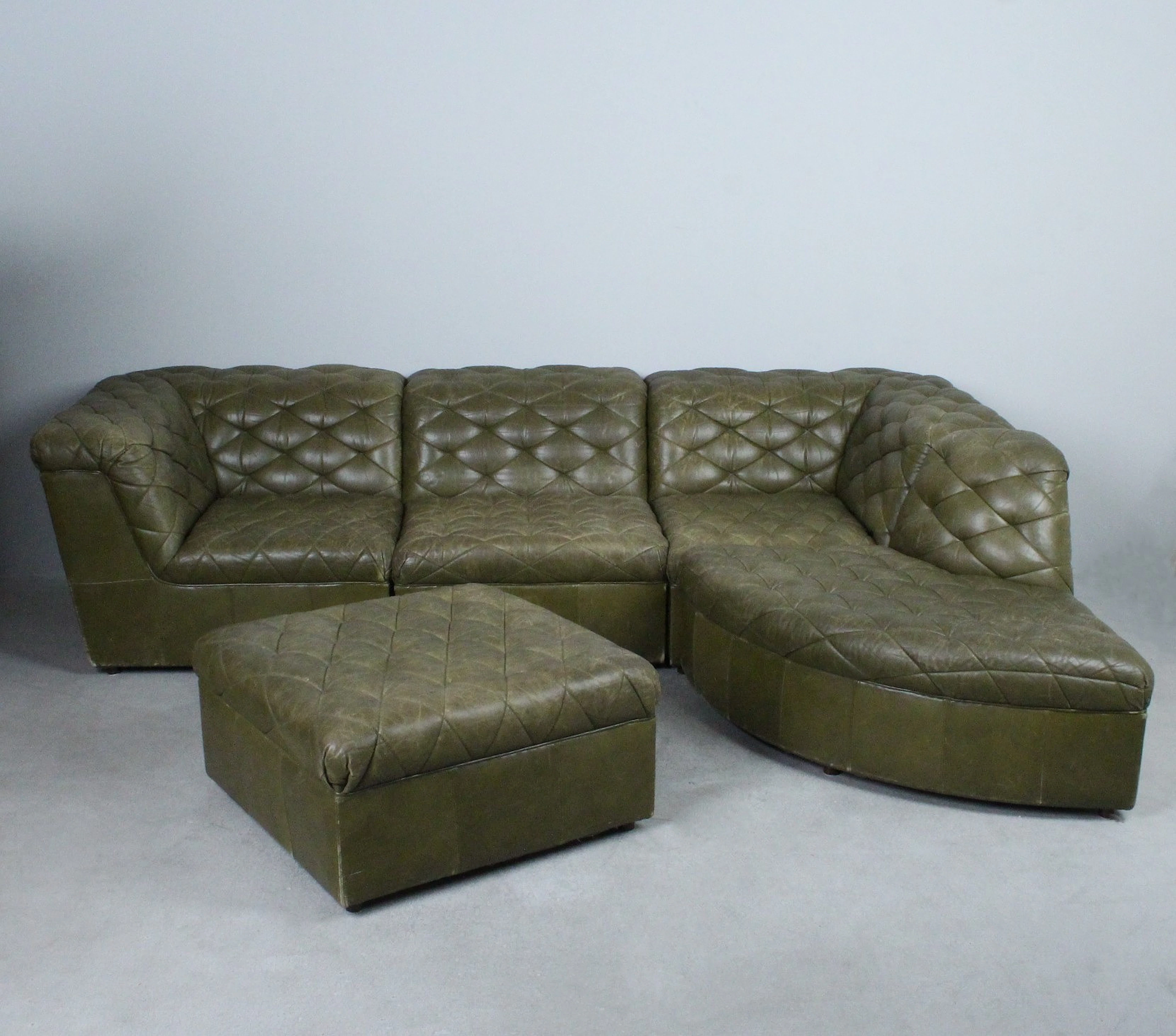 Laauser, fünfteiliges Ecksofa / Modulsofa, Leder, Deutschland, 1960er Jahre.