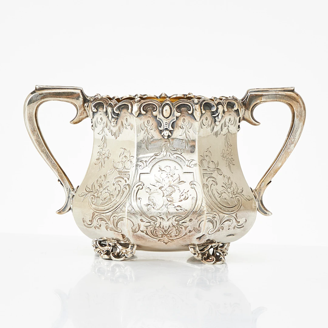 SOCKERSKÅL, silver, England, London 1850, invändigt förgylld.