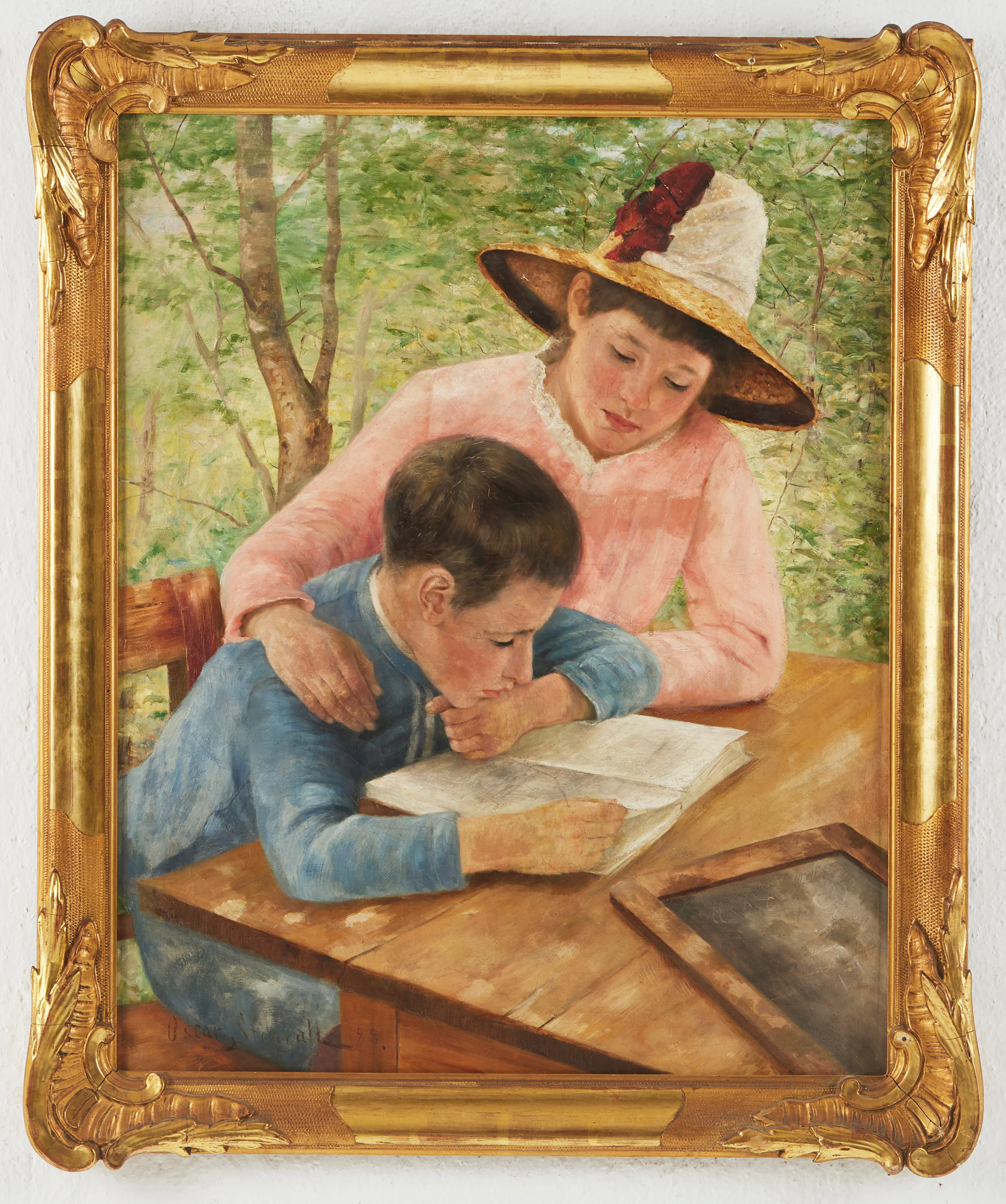 OSCAR STENVALL (1856-1916). Läxläsning i det gröna.