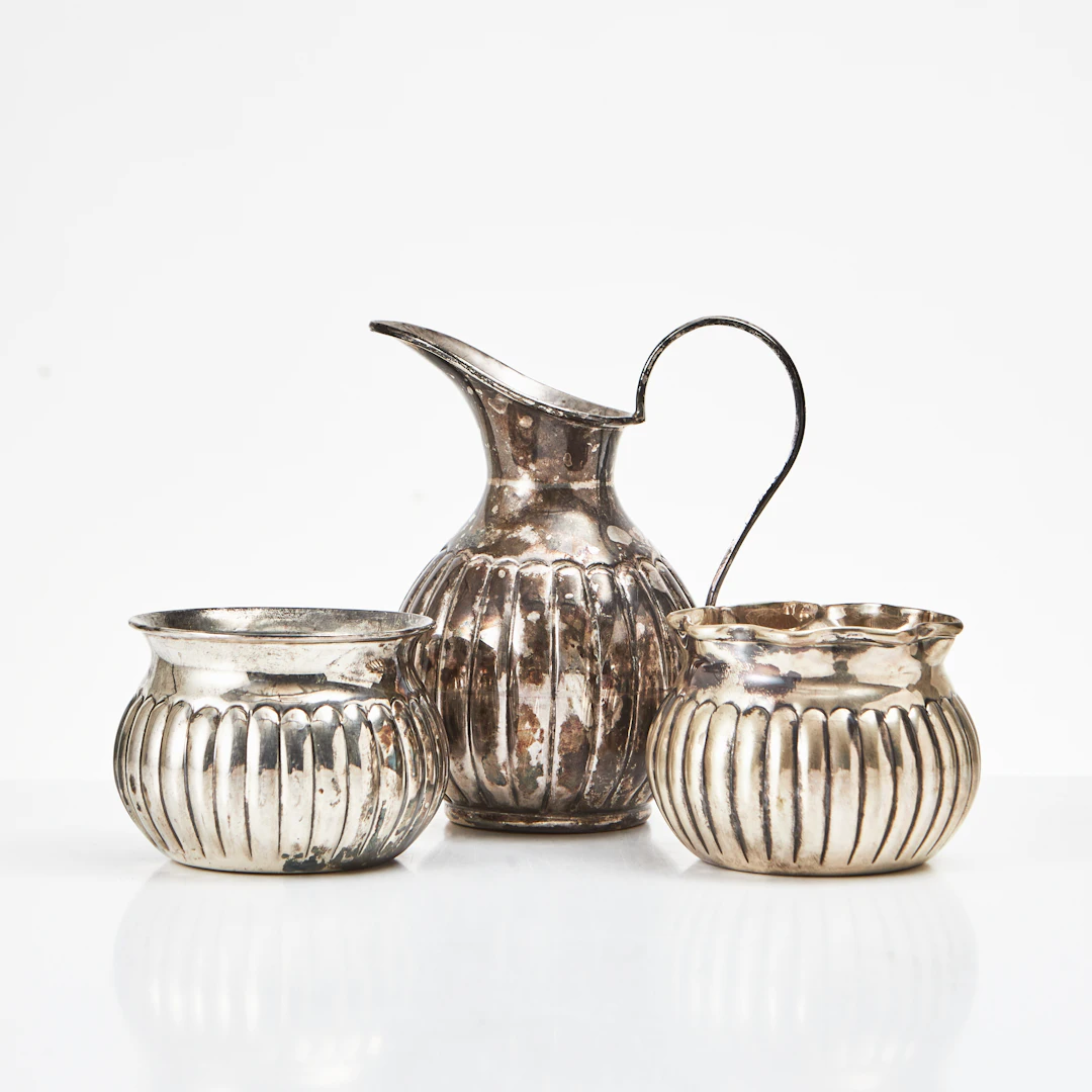 GRÄDDKANNA, SOCKERSKÅLAR, 2 st, silver, Egypten, 1900-talets senare del.