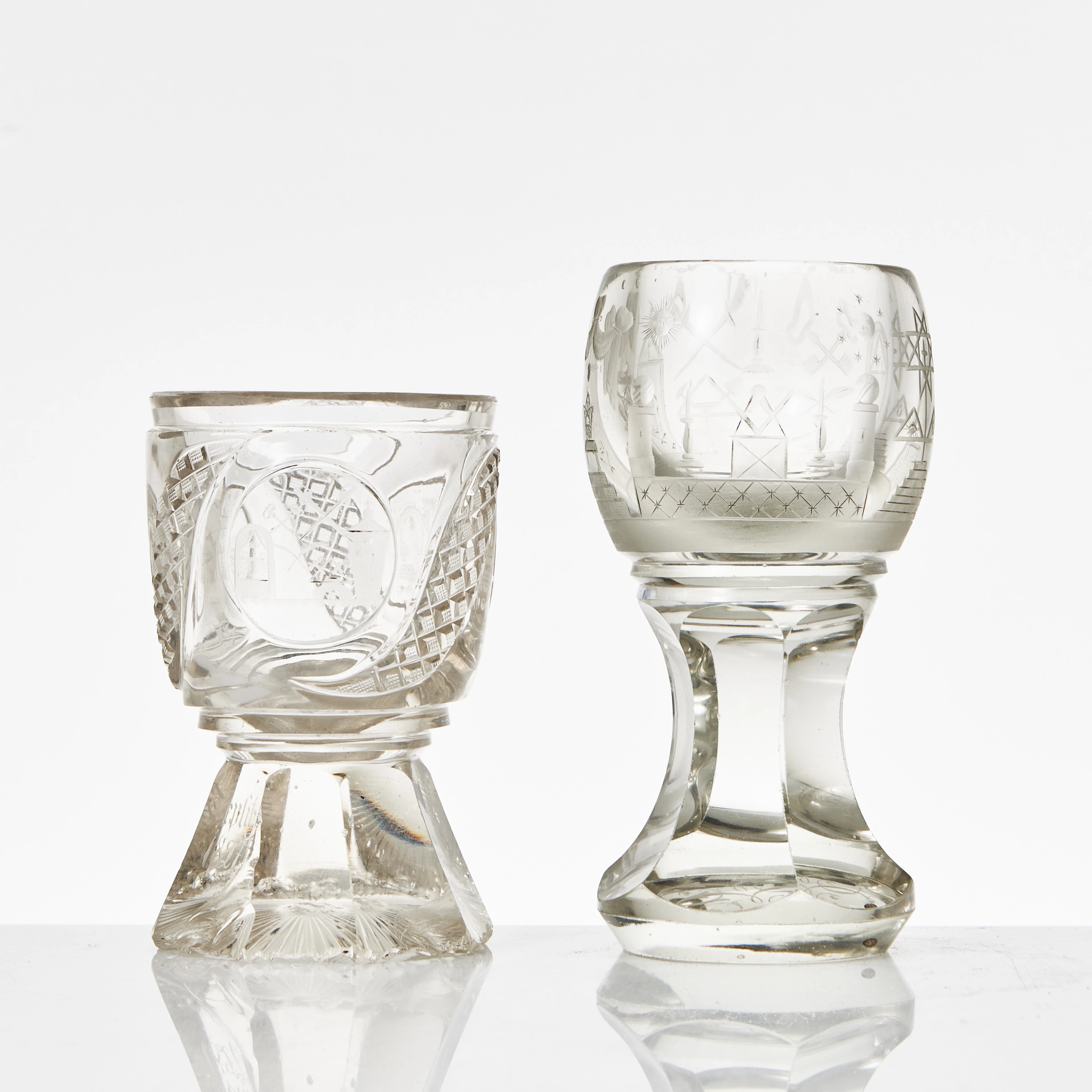 FRIMURARGLAS, 2 st., sent 1800-tal.