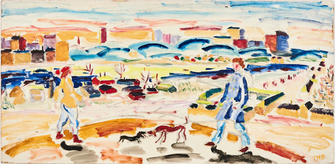 TORE HENRIK BERG (1916-2007). Figurscen, olja på duk.