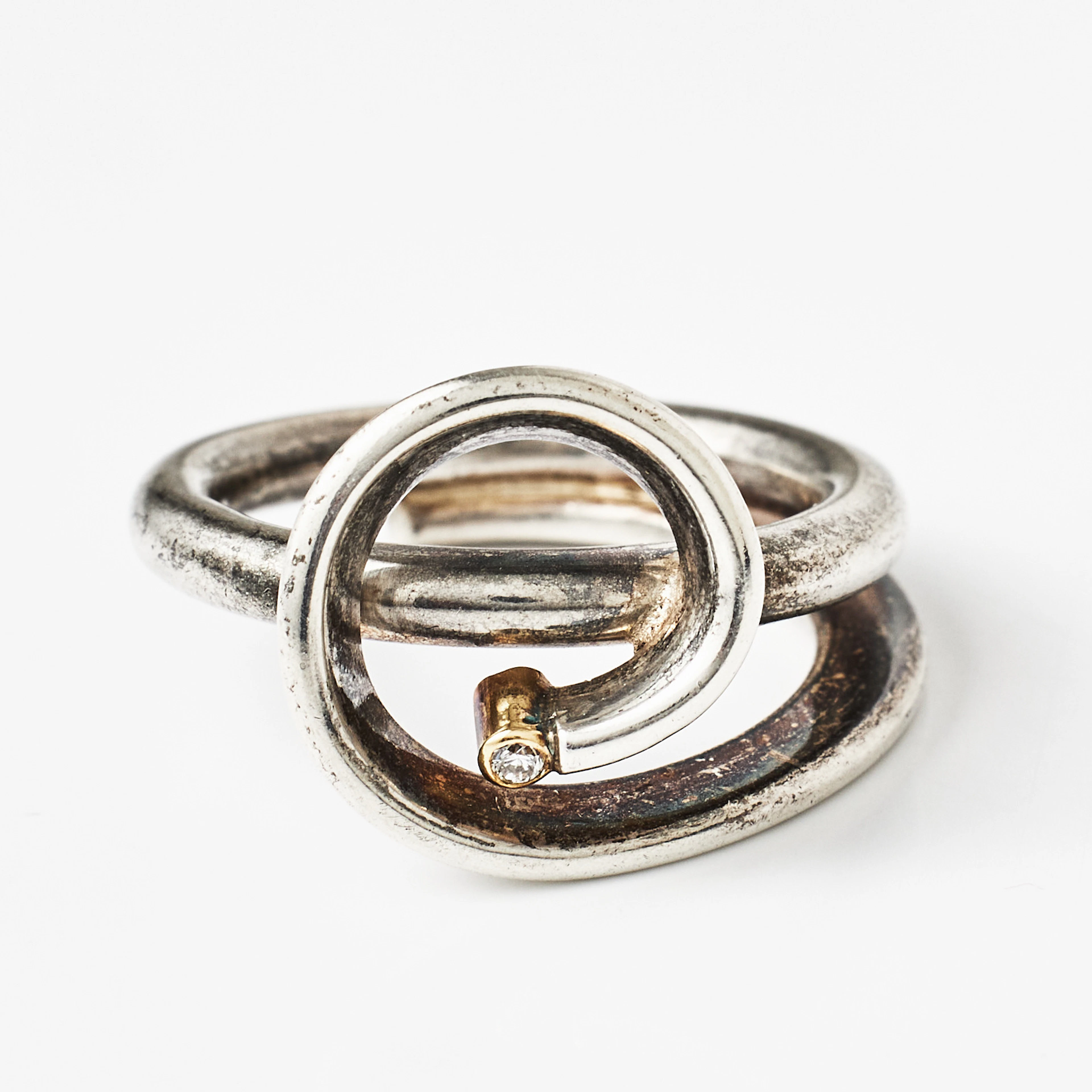 HEIRING JEWELLERY, ring, sterlingsilver, briljant i 18 k guldmontering.