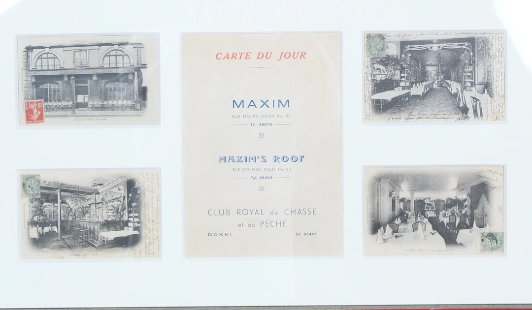 Carte Du Jour, MAXIM 's Roof, Postkarten, Paris.