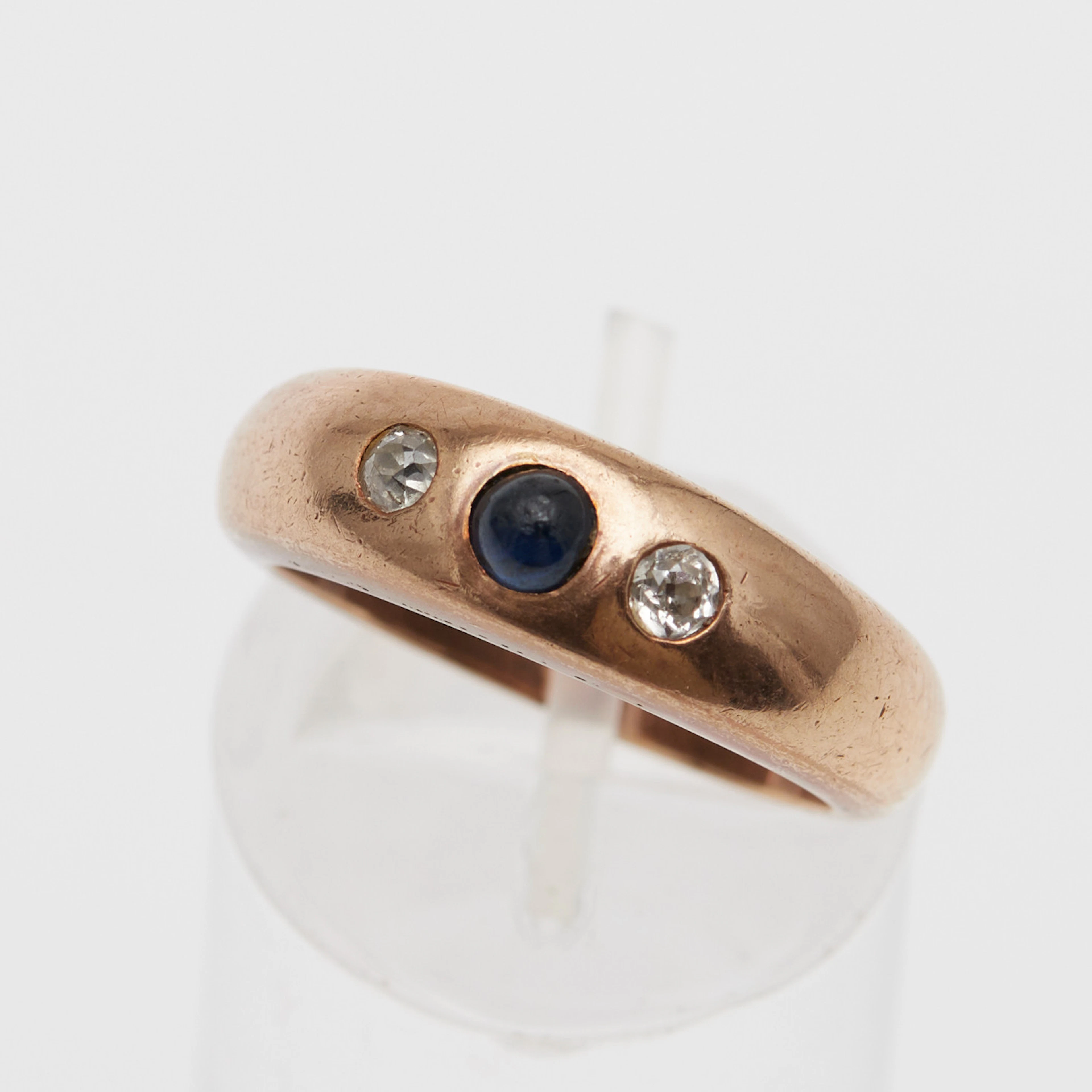 RING, 585er Roségold, Saphir, Brillianten.