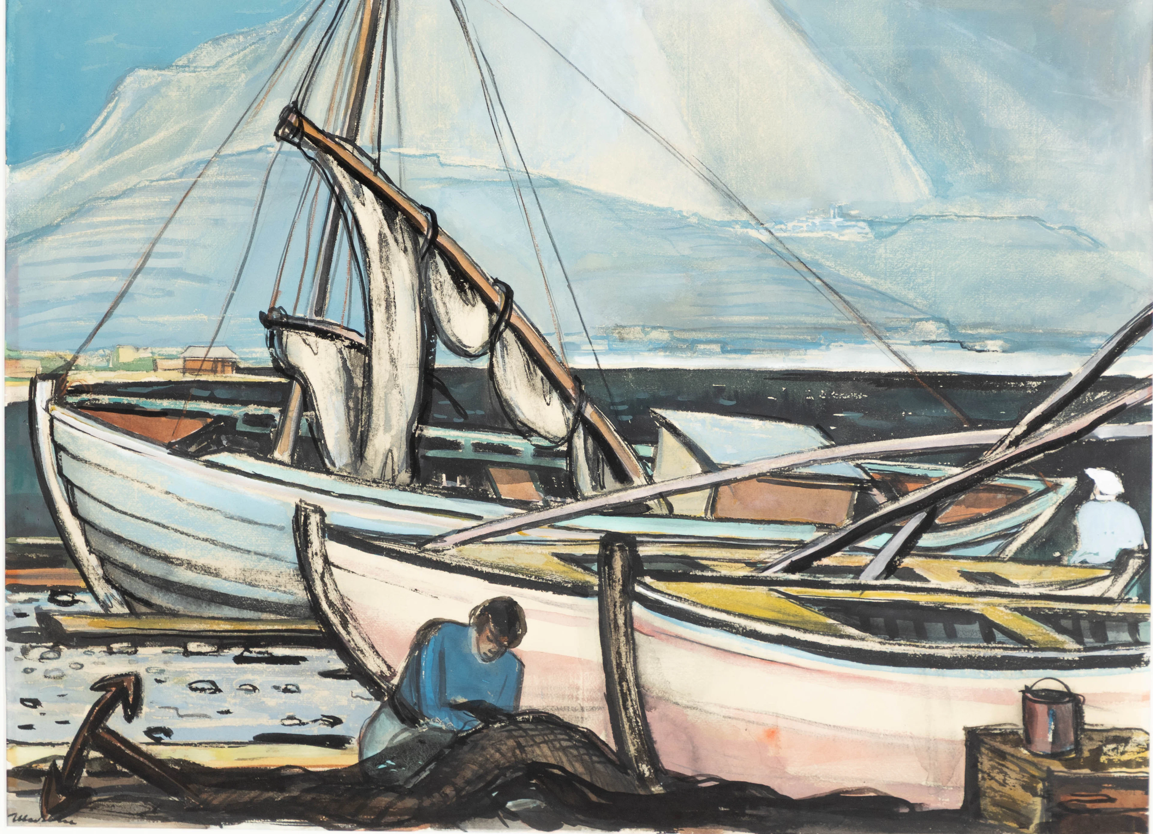 PAUL MECHLEN (1888-1961). Fischerboote.