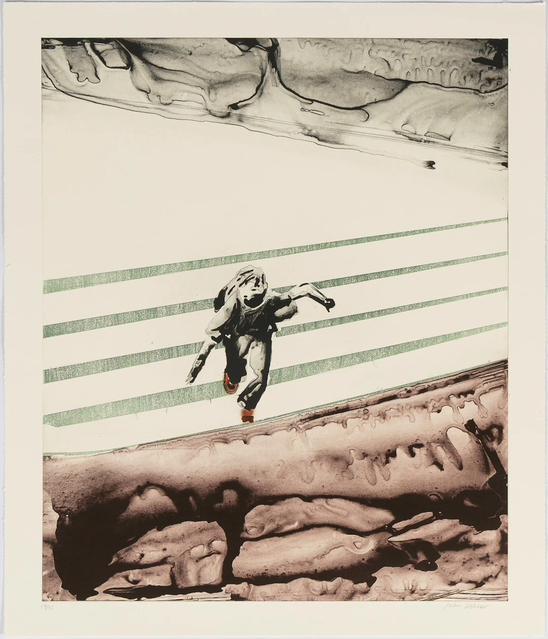 JOHN KÖRNER (DANMARK, FÖDD 1967). "Escapes the Grey", etsning, ur