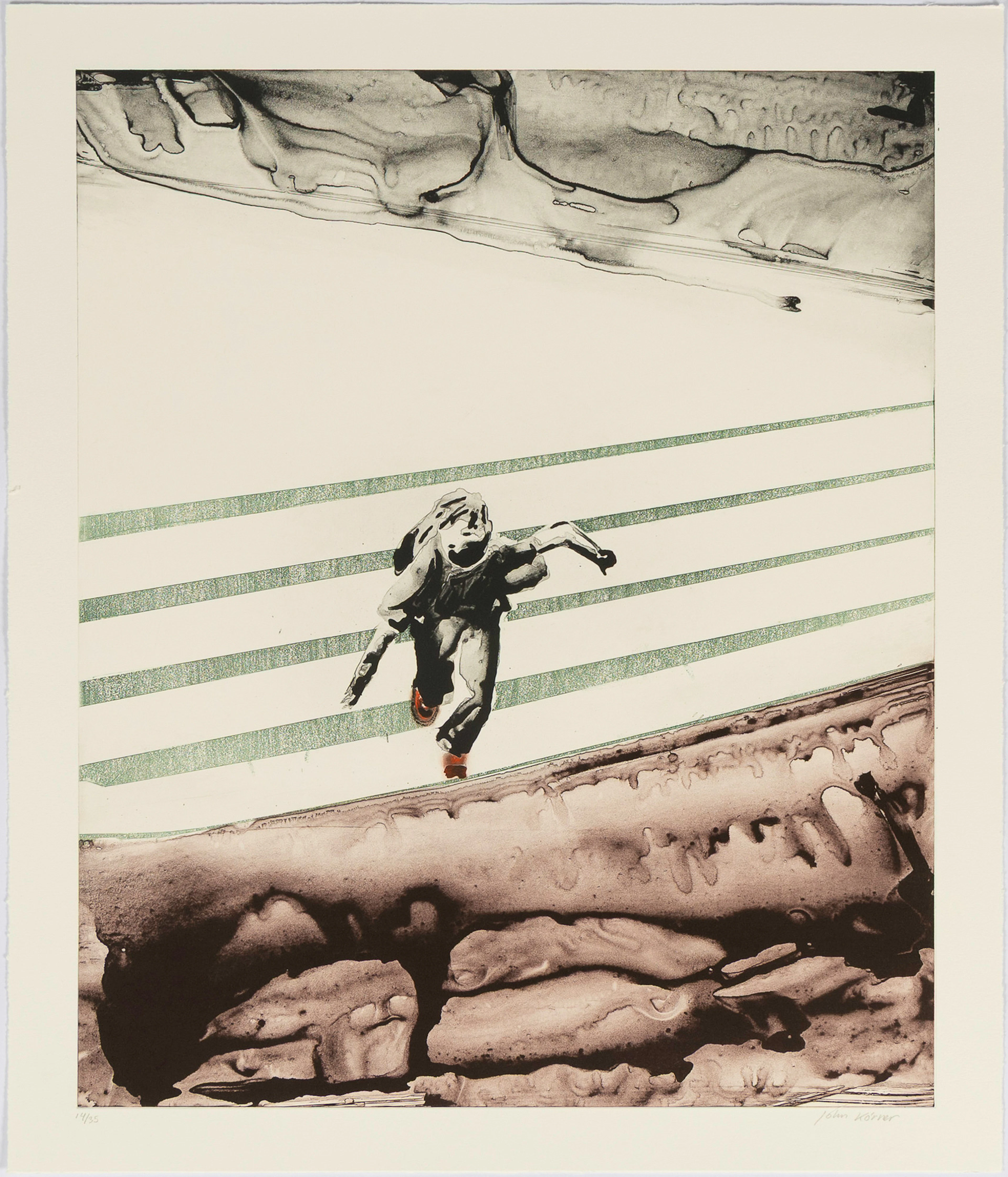 JOHN KÖRNER (DANMARK, FÖDD 1967). "Escapes the Grey", etsning, ur