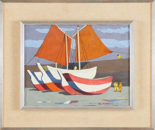 LARS NORRMAN. Bretagne, blandteknik, signerad, i blyerts otydlig datering.