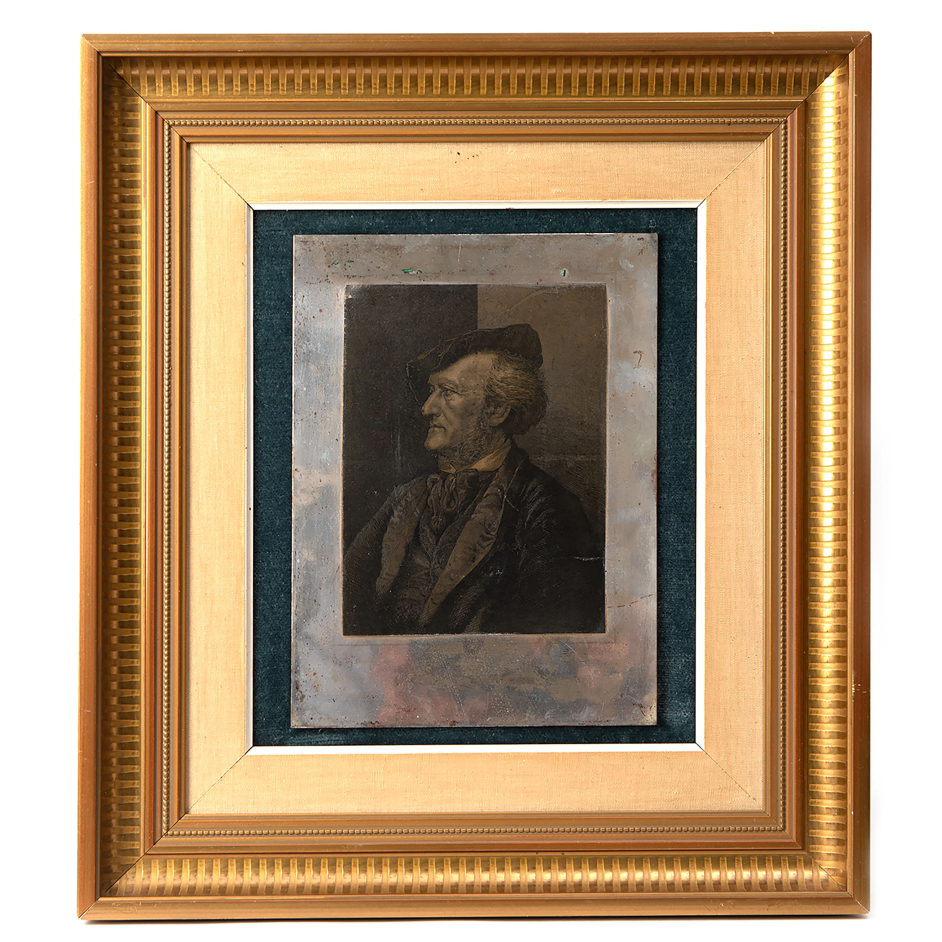 GRAFISKT TRYCK, på plåt, föreställande kompositör Richard Wagner.