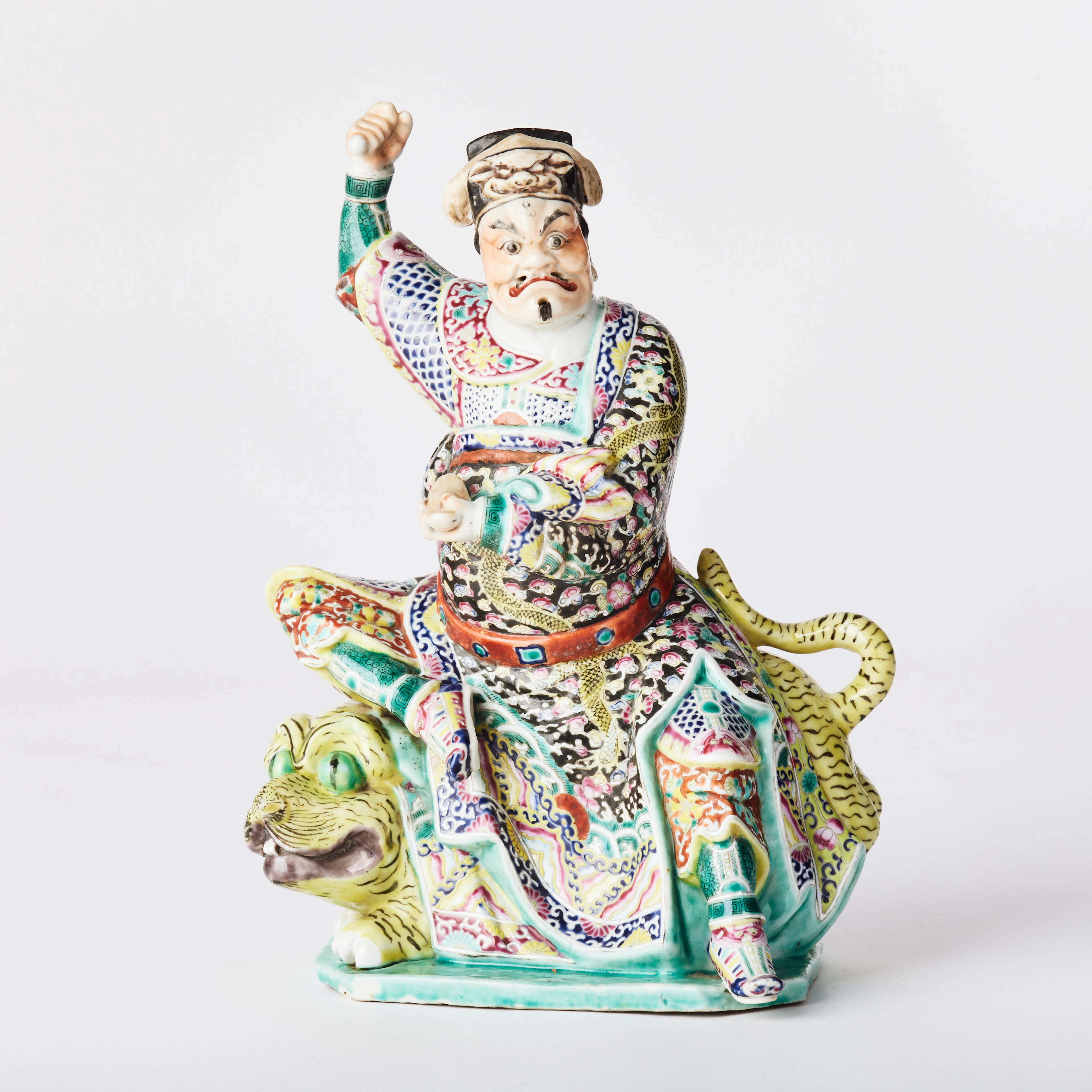A Chinese Famille Rose Porcelain Figure of Zhao Gongming.