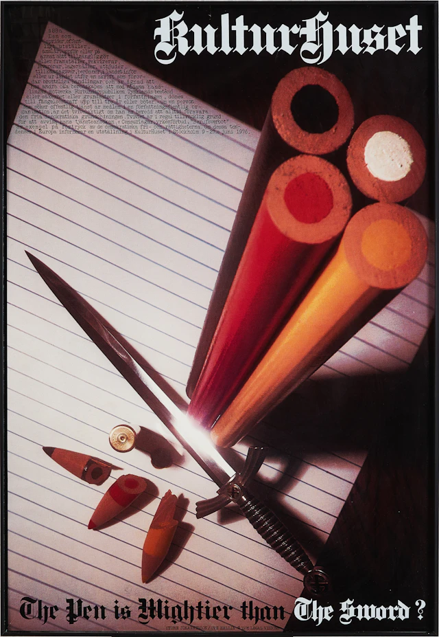 STURE JOHANNESSON. "The pen is mightier than the sword? " Affisch