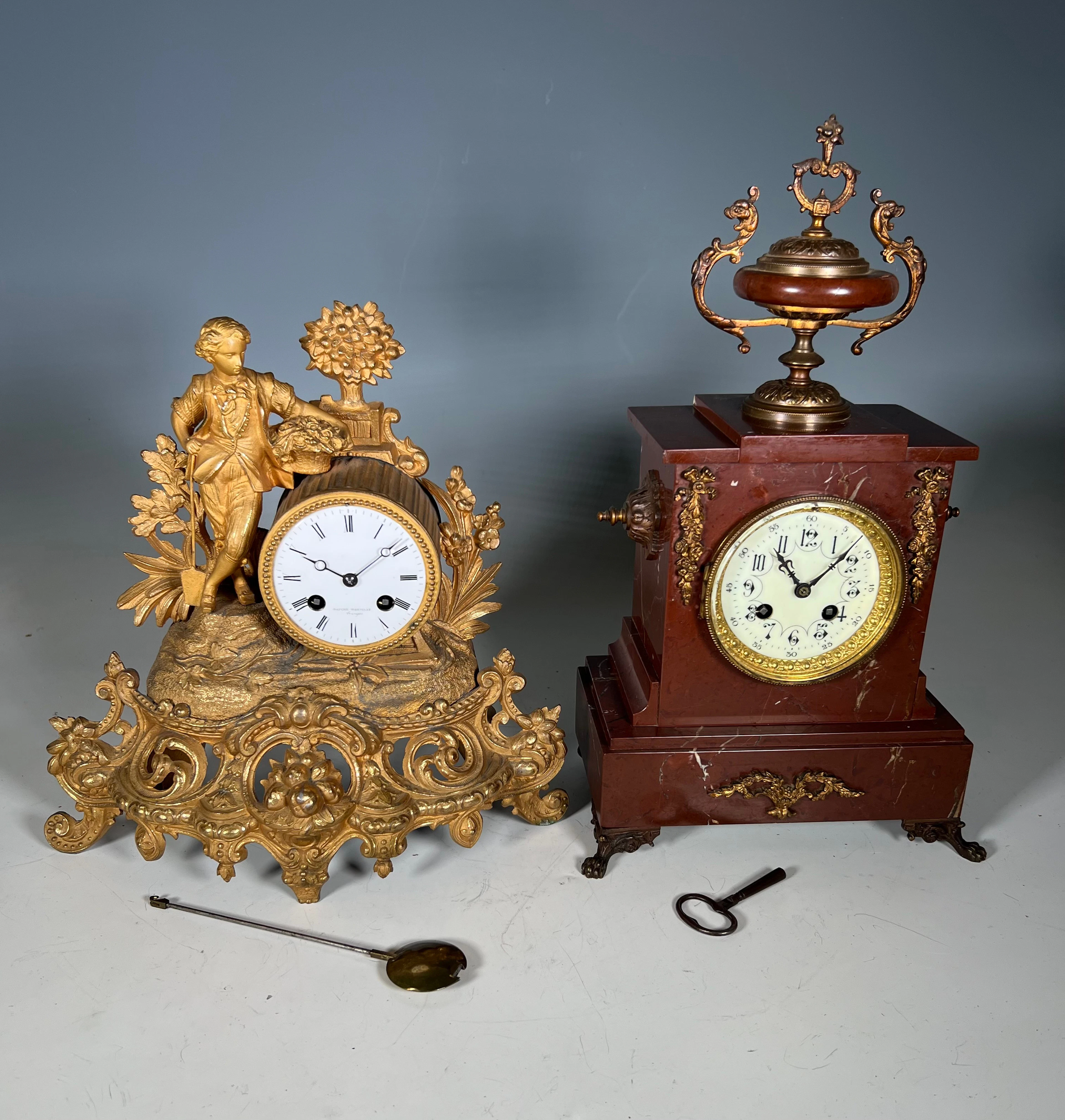 2 französische Kaminuhren / Tischuhren, um 1900.